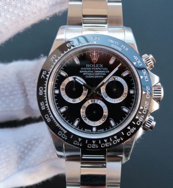 Replica Rolex Daytona 116500 LN Noob Black Dial SS Bracelet A7750 - Elite Watch Atelier