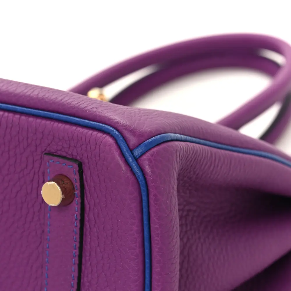 Hermès Anemone / Bleu Electrique Togo Leather Horseshoe Birkin 30 Gold Hardware High-end reps1:1High-quality replica