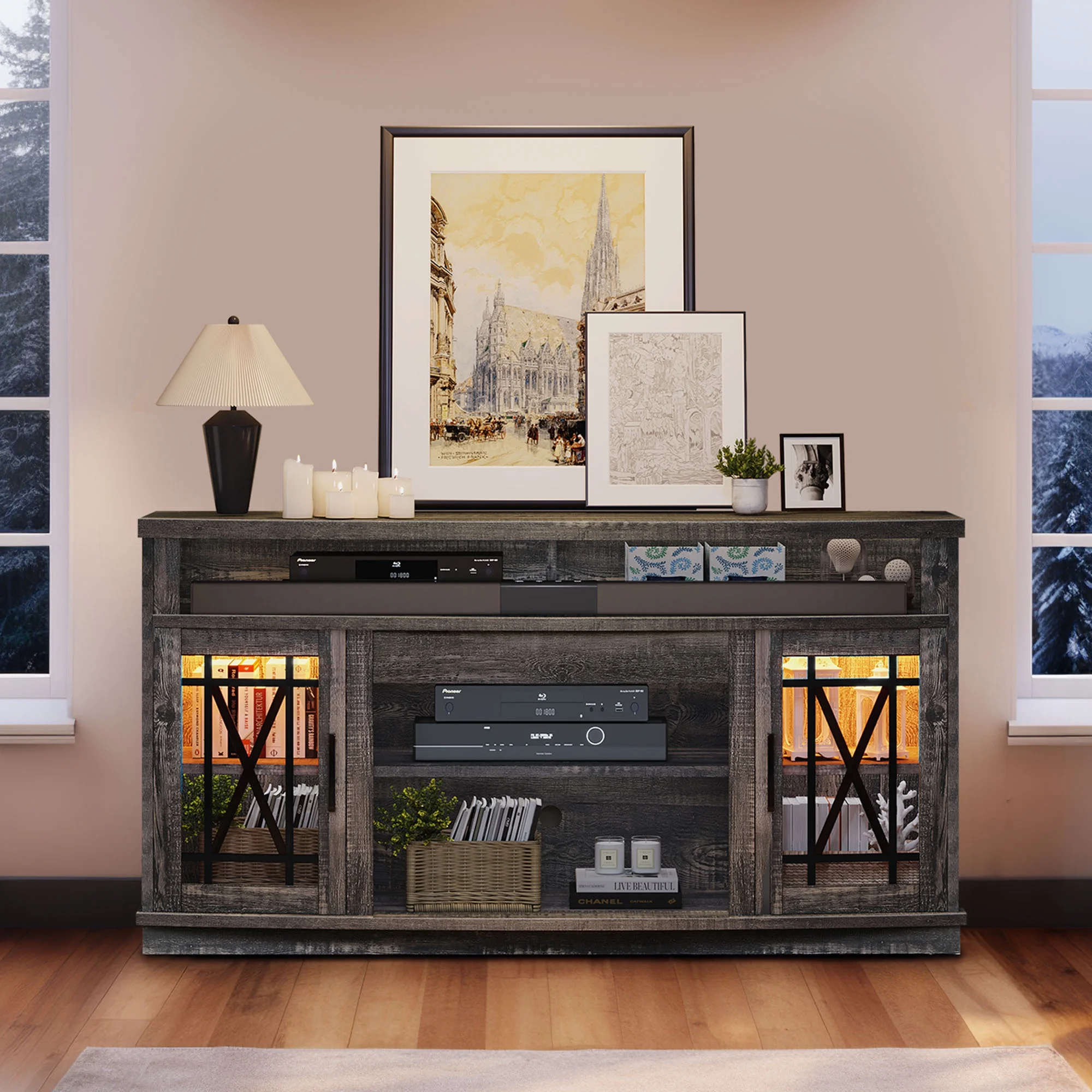 Dextrus TV Stand with LED Lights for TVs up to 70