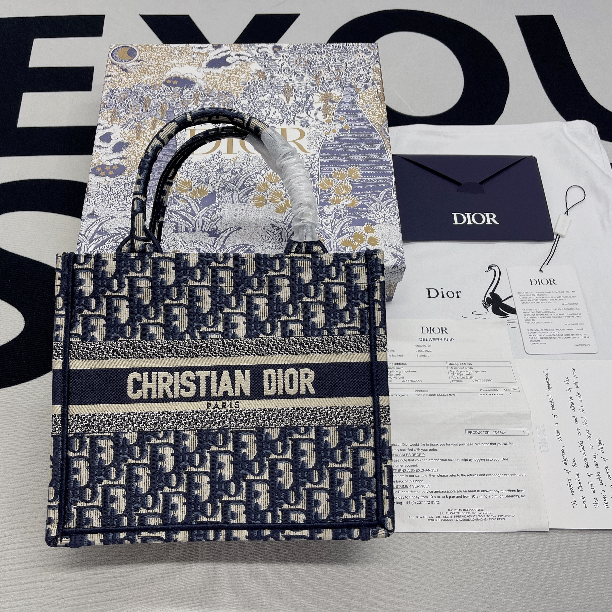 Christian Dior Small Dior Book Tote Blue, For Women, Women’s Handbags 26.5cm/10.5in CD M1265ZRIW_M9281:1High-quality replica