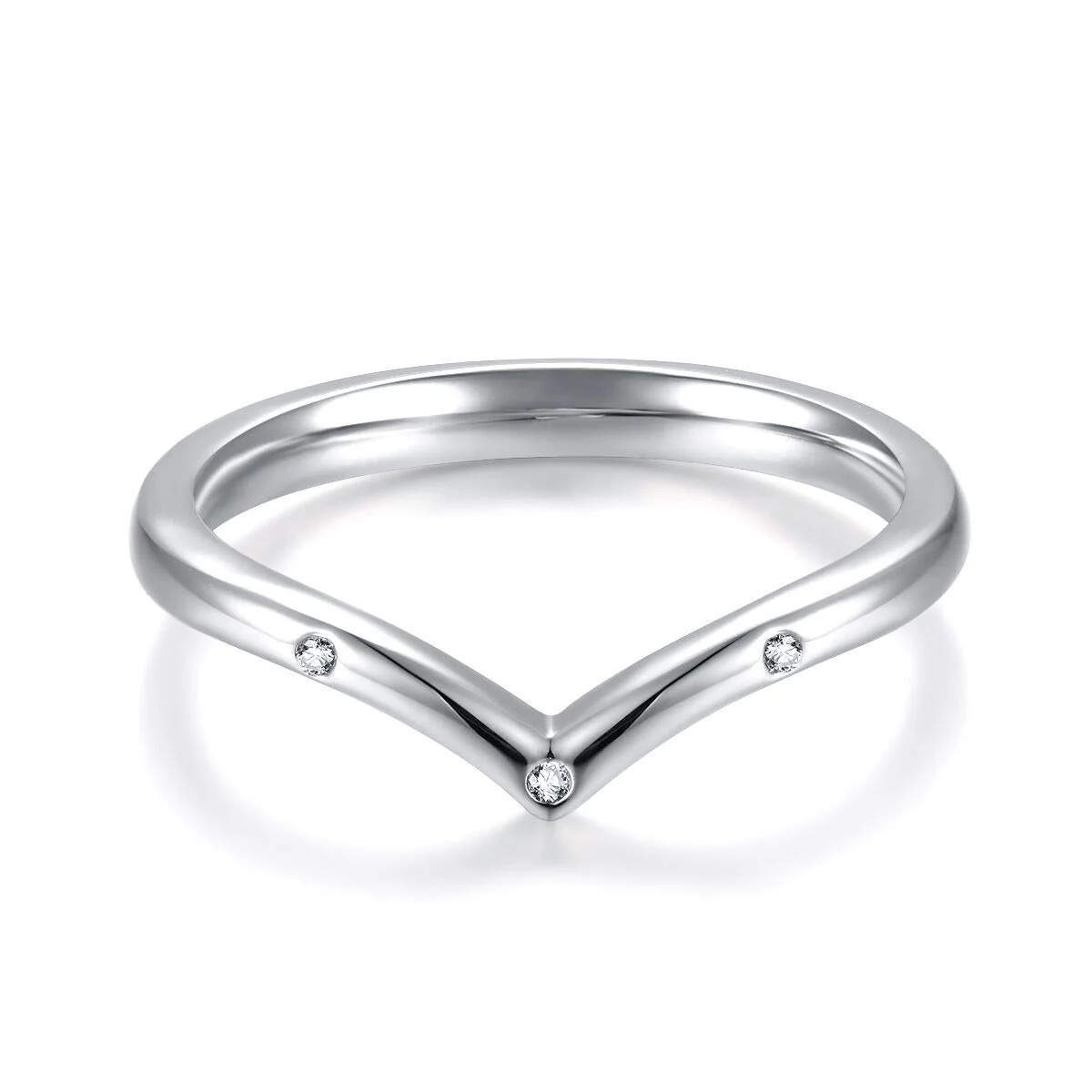 Woman Thumb Stack Rings - V Thumb Ring 925 Sterling Silver Chevron Wedding Band Ring, Princess Wishbone Ring Wedding Engagement Jewelry Gift for Woman Girls, Faith Hope Love Silver Rigb