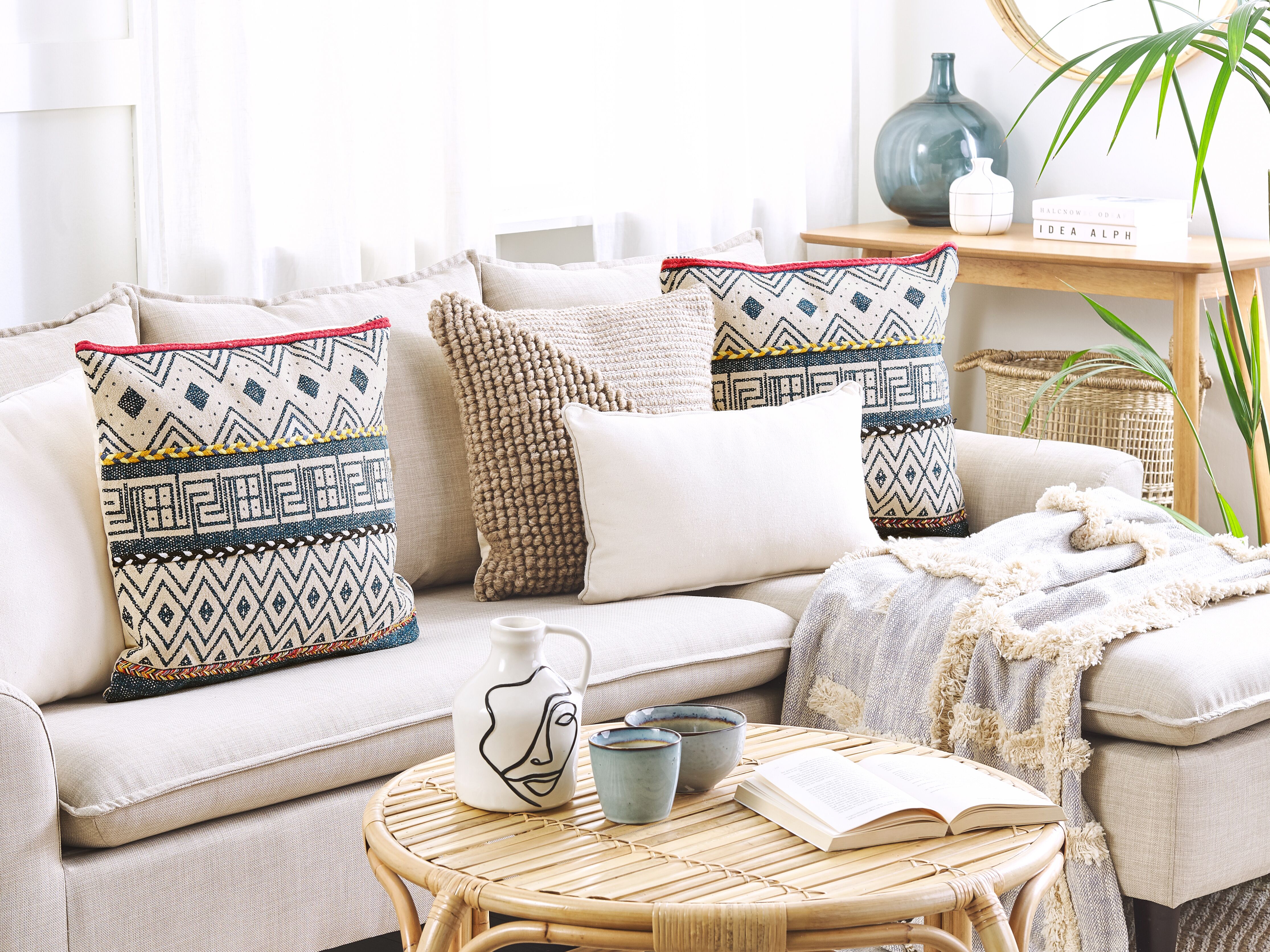 Set of 2 Decorative Cushions SOUK Cotton 50 x 50 cm Multicolour Geometric Pattern