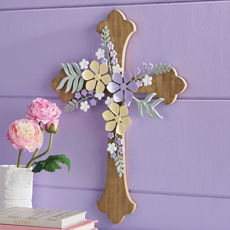 Religious Floral Cross Plaque - MIDNIGHT VELVET CATALOG
