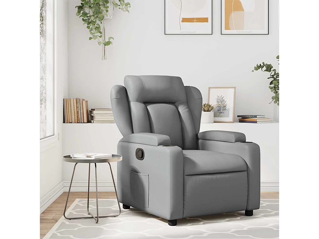 Fauteuil inclinable-Chaise de relax-Fauteuil de Massage gris similicuir SHL4743