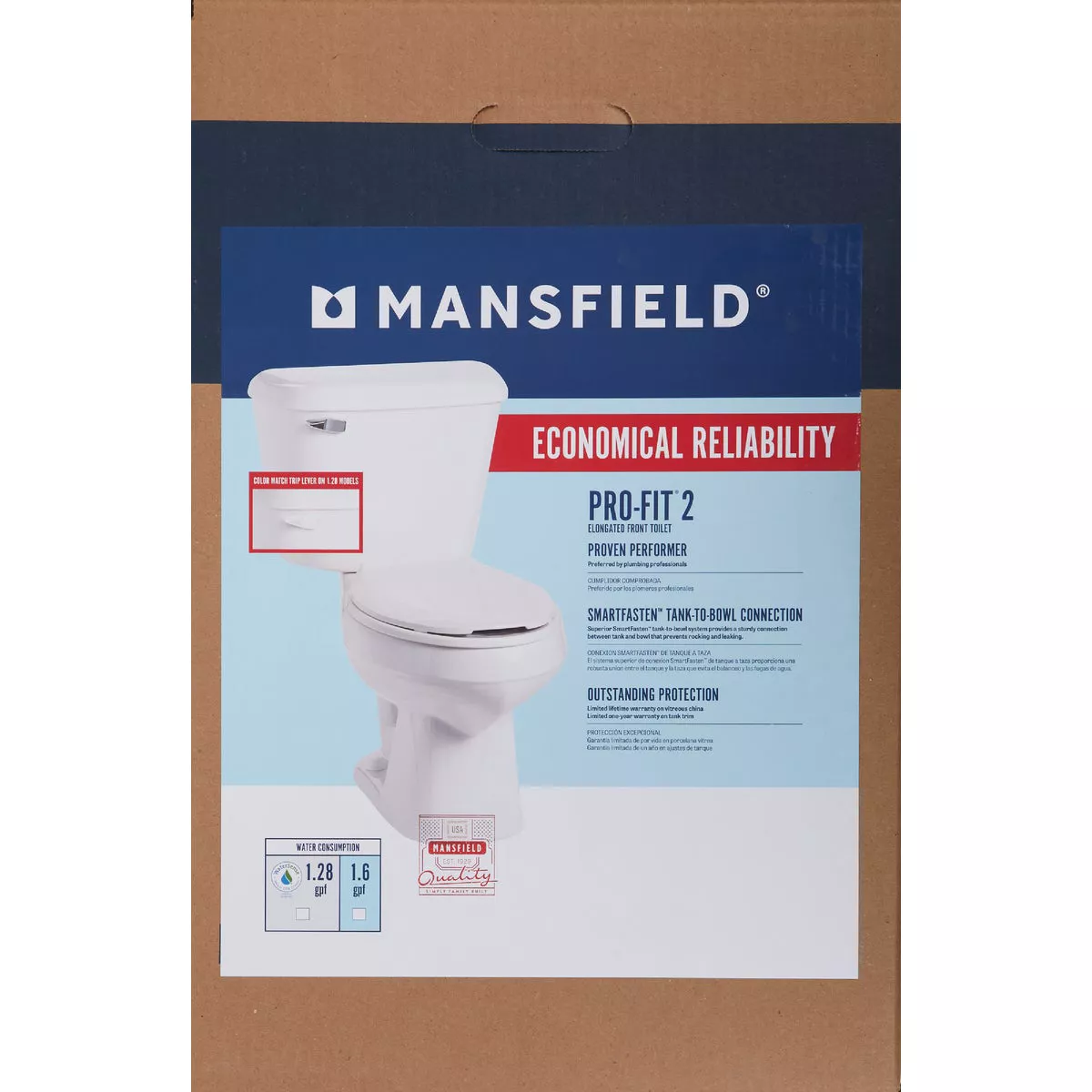 Mansfield Pro-Fit 2 White Elongated Bowl 1.6 GPF Toilet Kit