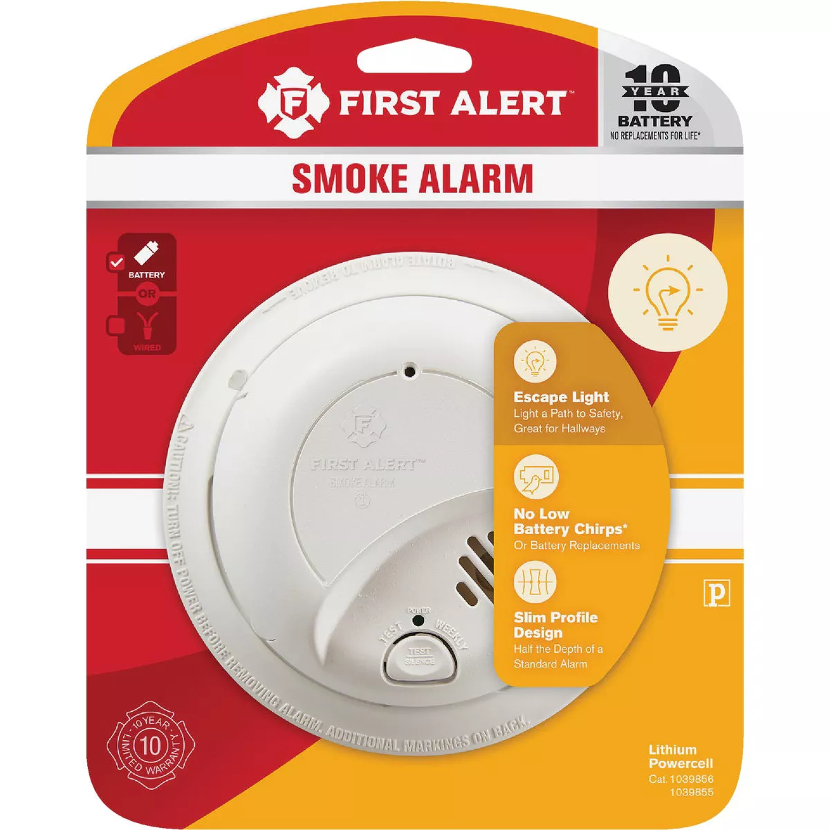 First Alert 10-Year Sealed Battery Photoelectric Smoke Alarm with Emergency Light