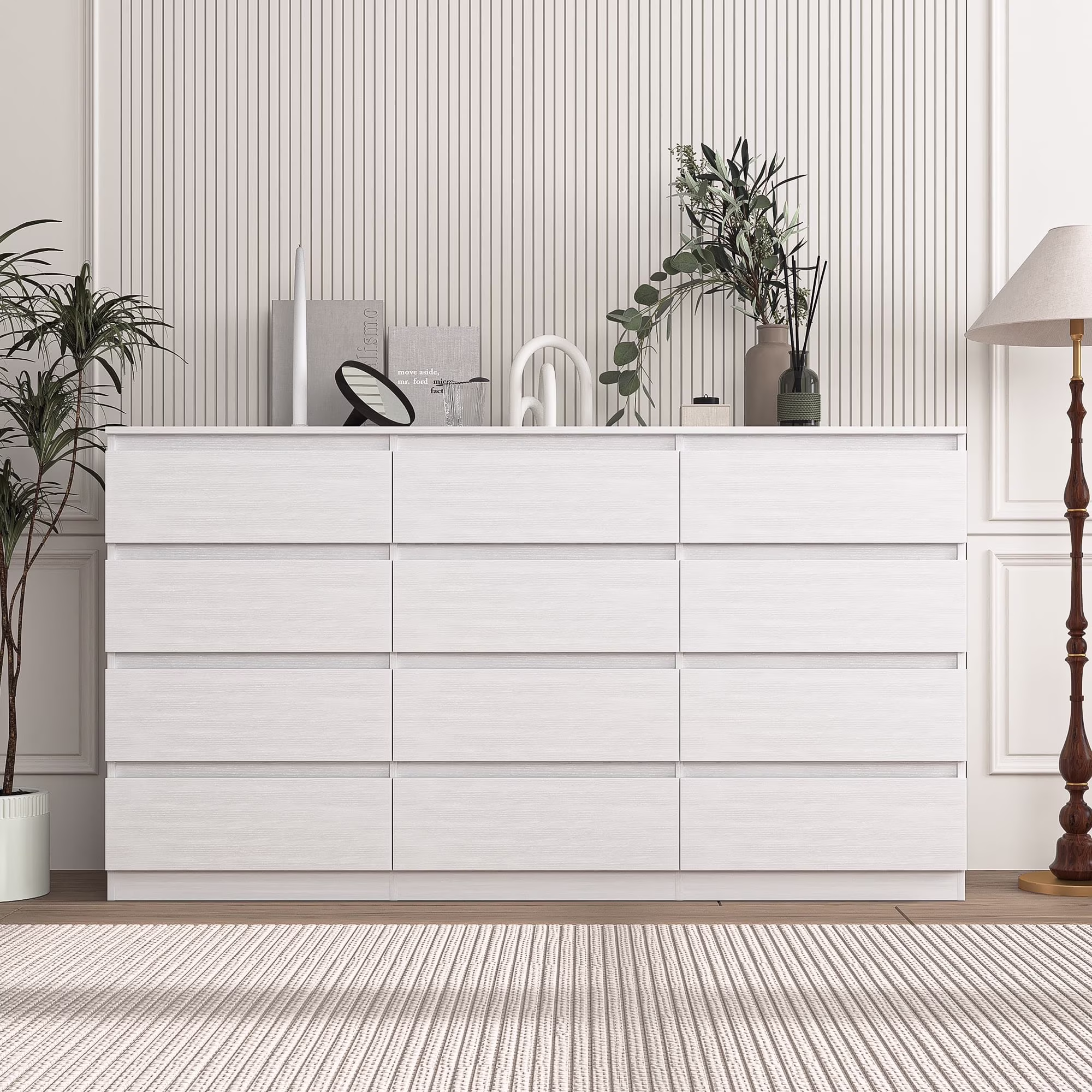 Kadyn White Chest of Drawer, 6 Double Drawer Dresser for Bedroom, Modern Storage Cabinet for Living Room, Dresser - Image 7