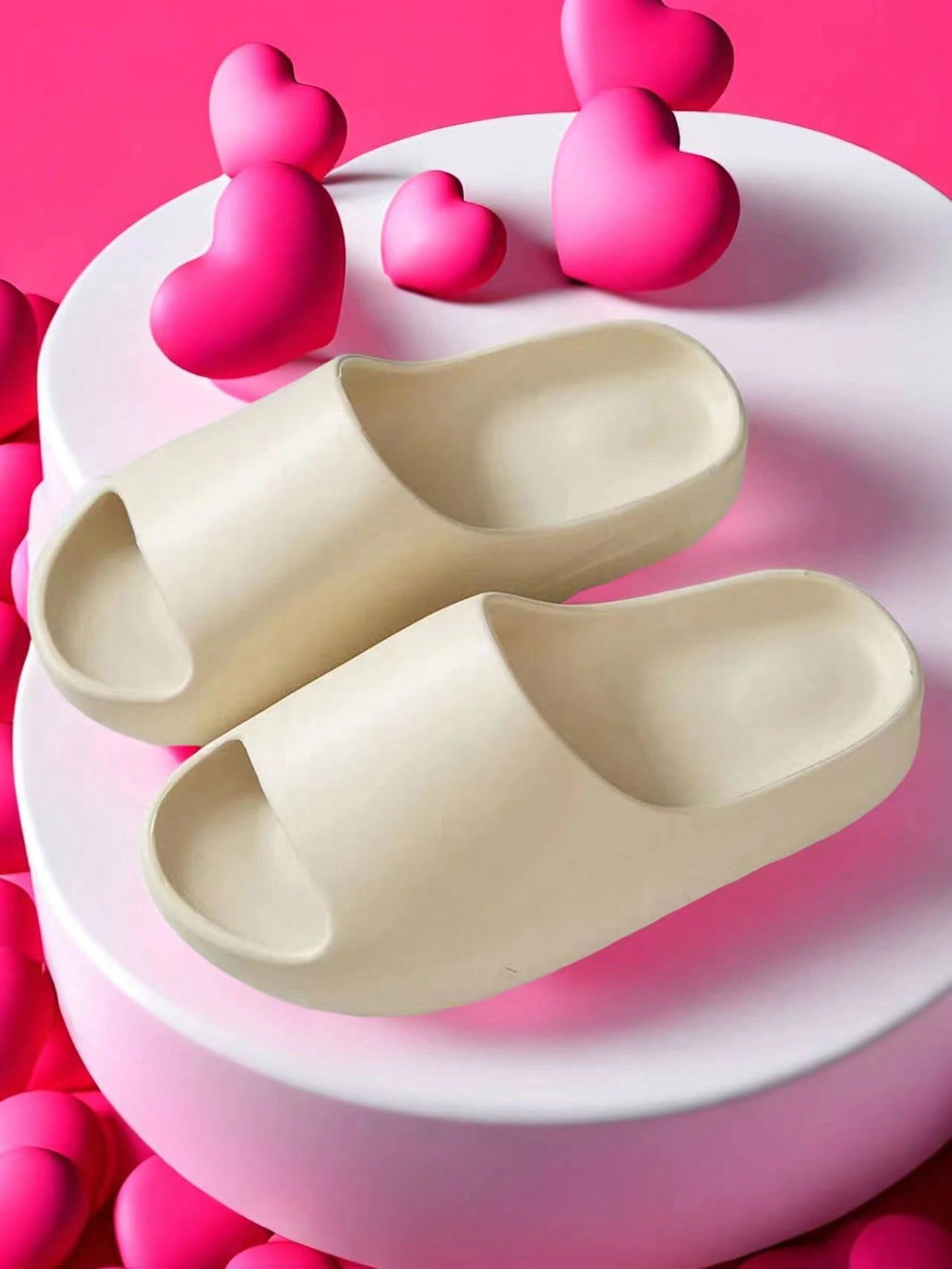 Unisex Chunky Slide Sandals, Couple Soft Indoor Outdoor Slipper Shoes, White