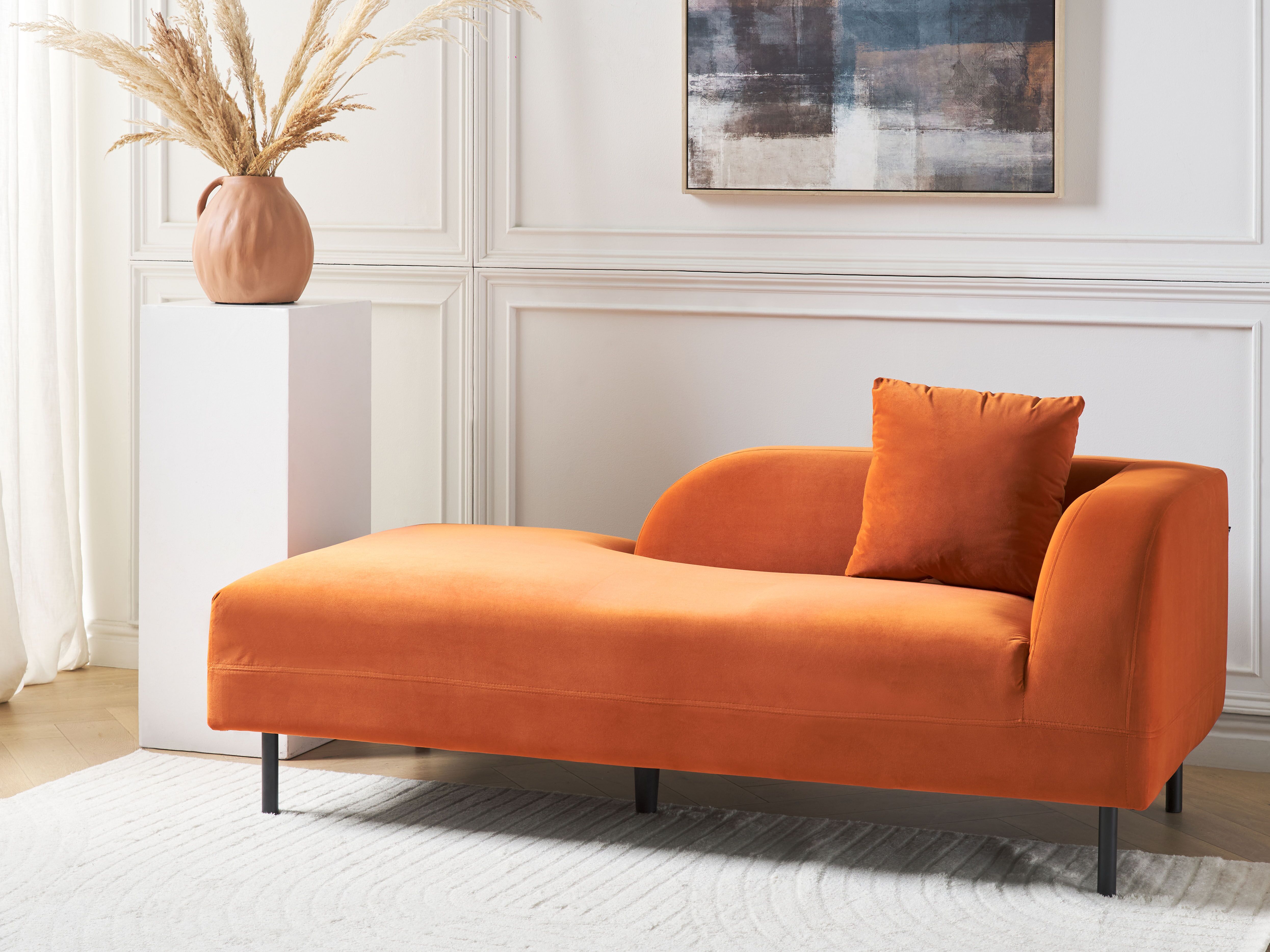 Right-Hand Chaise Lounge LE CRAU Velvet Orange