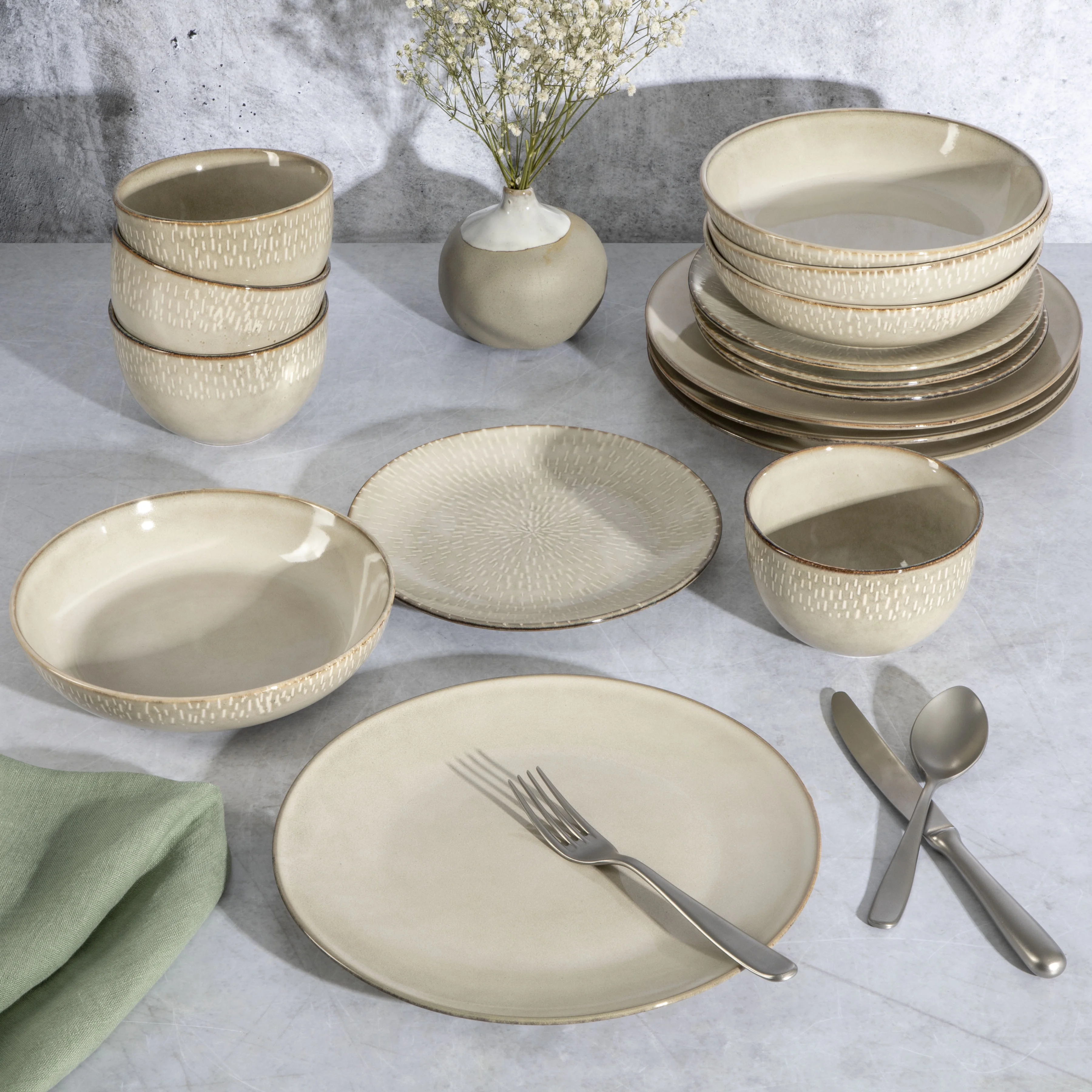 Gibson Elite Matisse 16-Piece Dinnerware Set - Taupe - Image 6