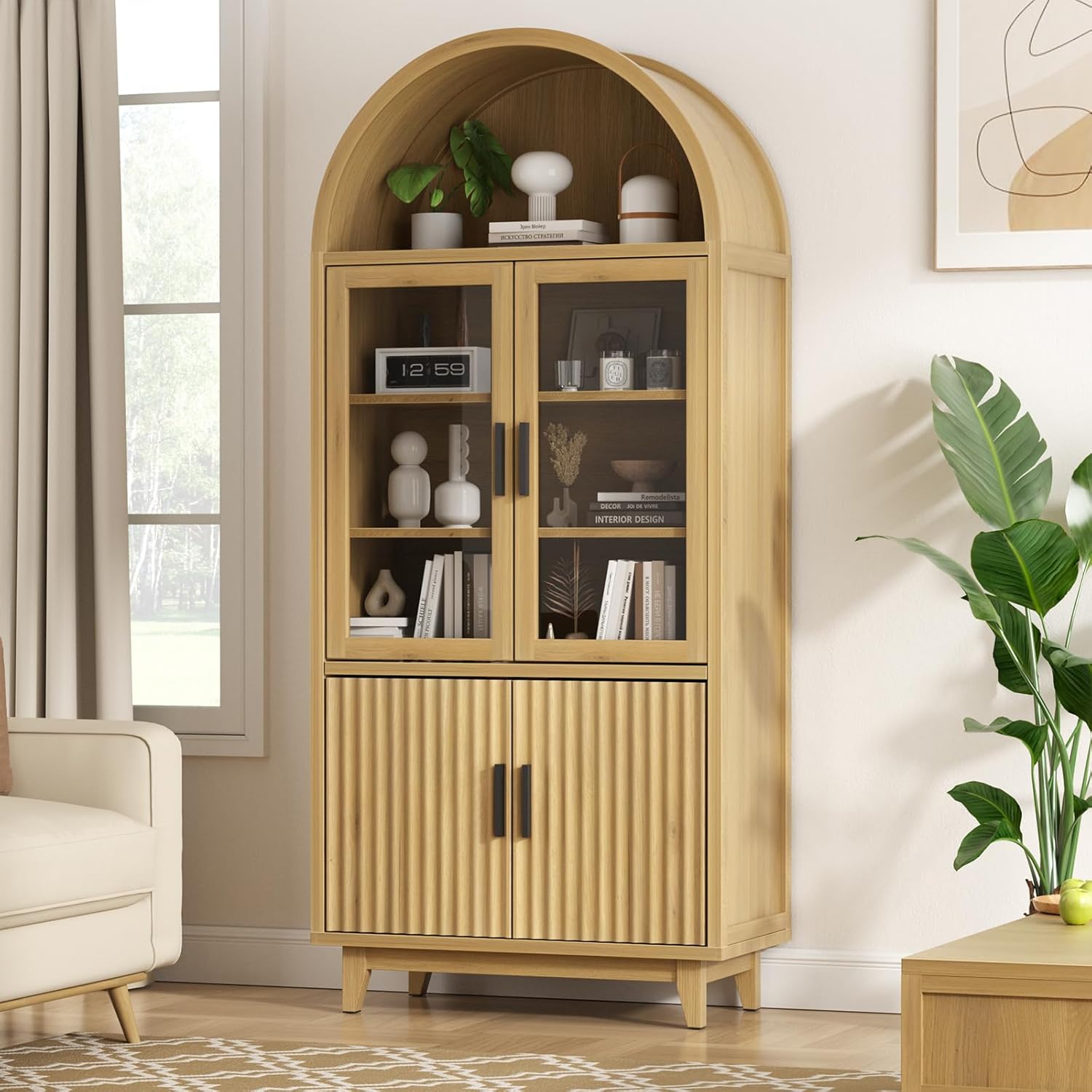 FiveWillowise Arched Cabinet with Glass Doors, 71