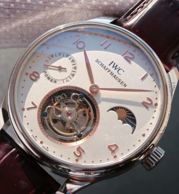 Replica IWC Portuguese Tourbillon Power Reserve Moonphase Gold Maker White Dial - Elite Watch Atelier