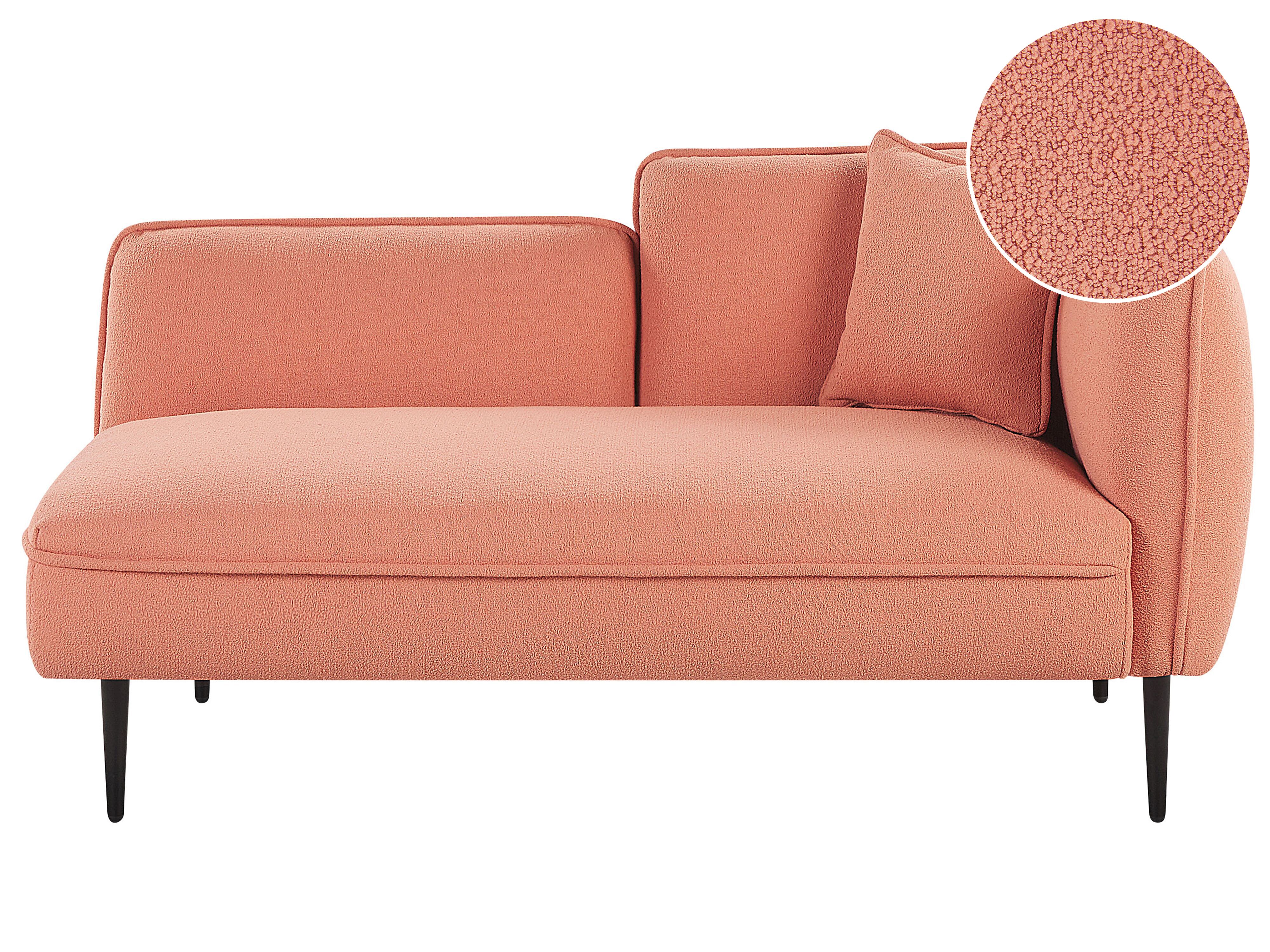 Right-Hand Chaise Lounge CHEVANNES Boucle Peach Pink