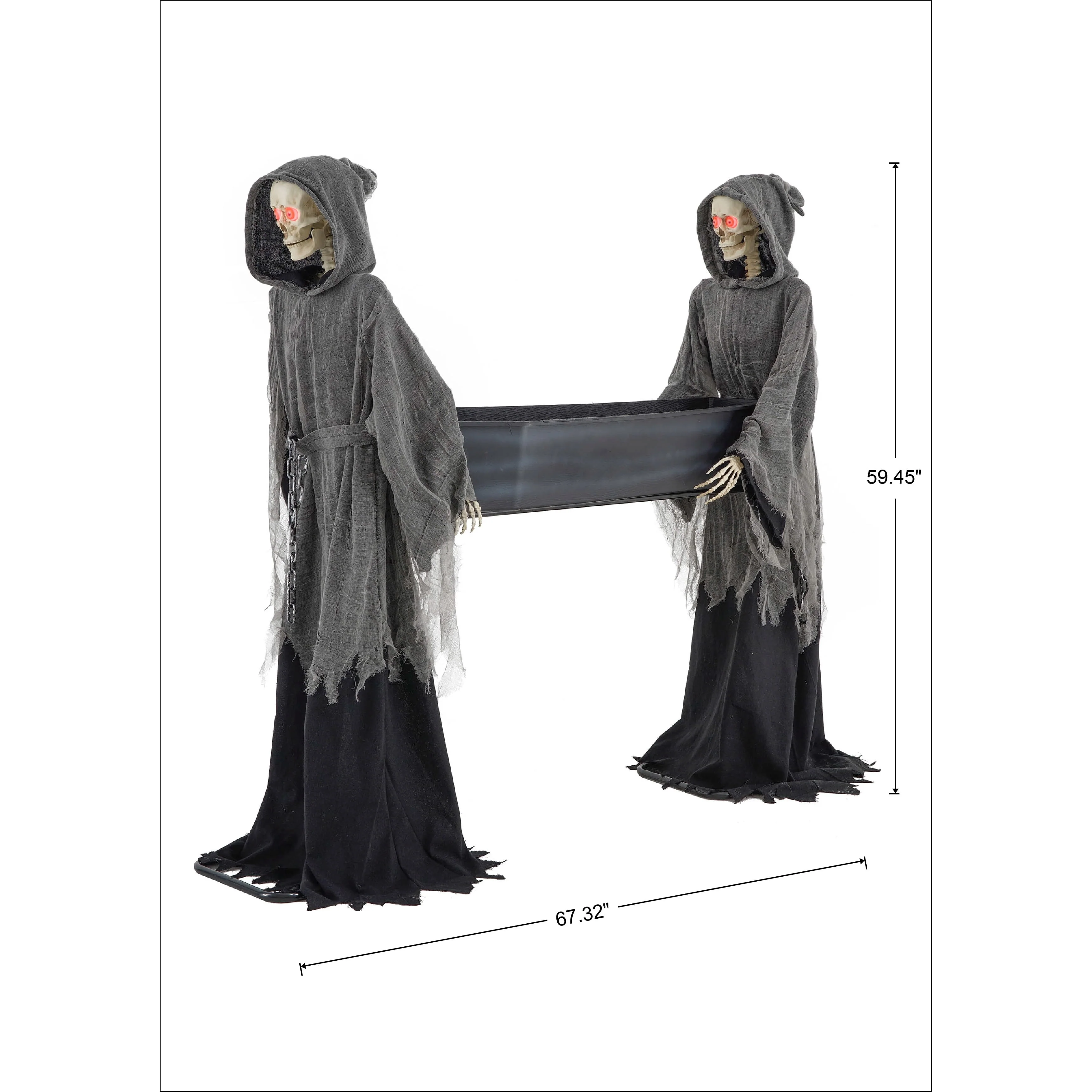 Way To Celebrate 5 ft LED Skeleton Reaper Duo Carrying Coffin Halloween Outdoor Decor - Image 6 Way To Celebrate 5 ft LED Skeleton Reaper Duo Carrying Coffin Halloween Outdoor Decor - Image 6