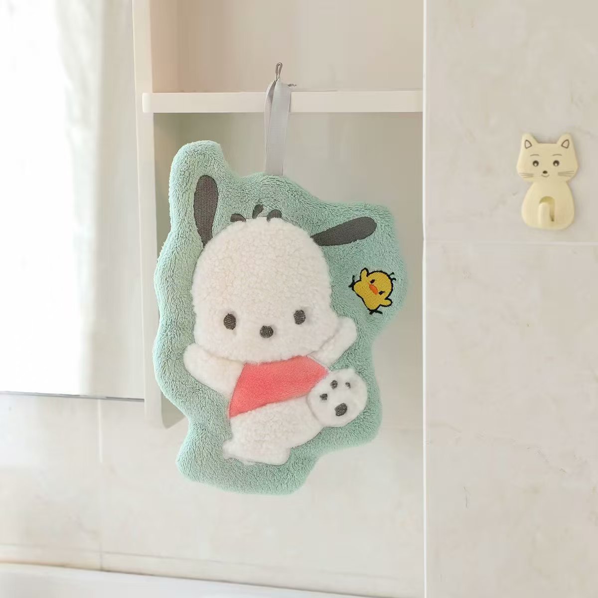 Cute Melody Hanging Kitchen Bathroom Children's Water Absorbent Star/Moon Shape Coral Fleece Cartoon Hand Towel