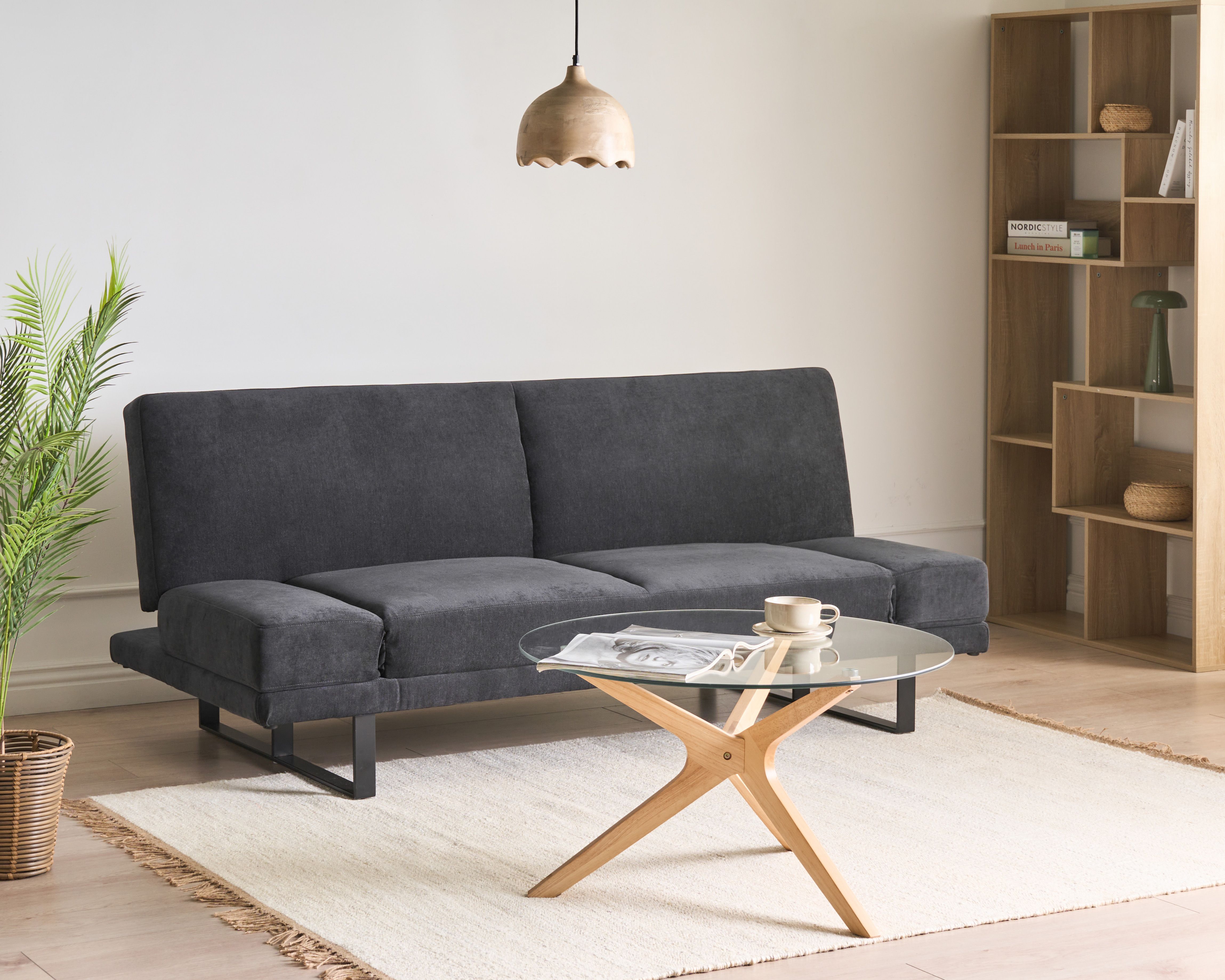 Sofa Bed 2 Seater YORK Chenille Black