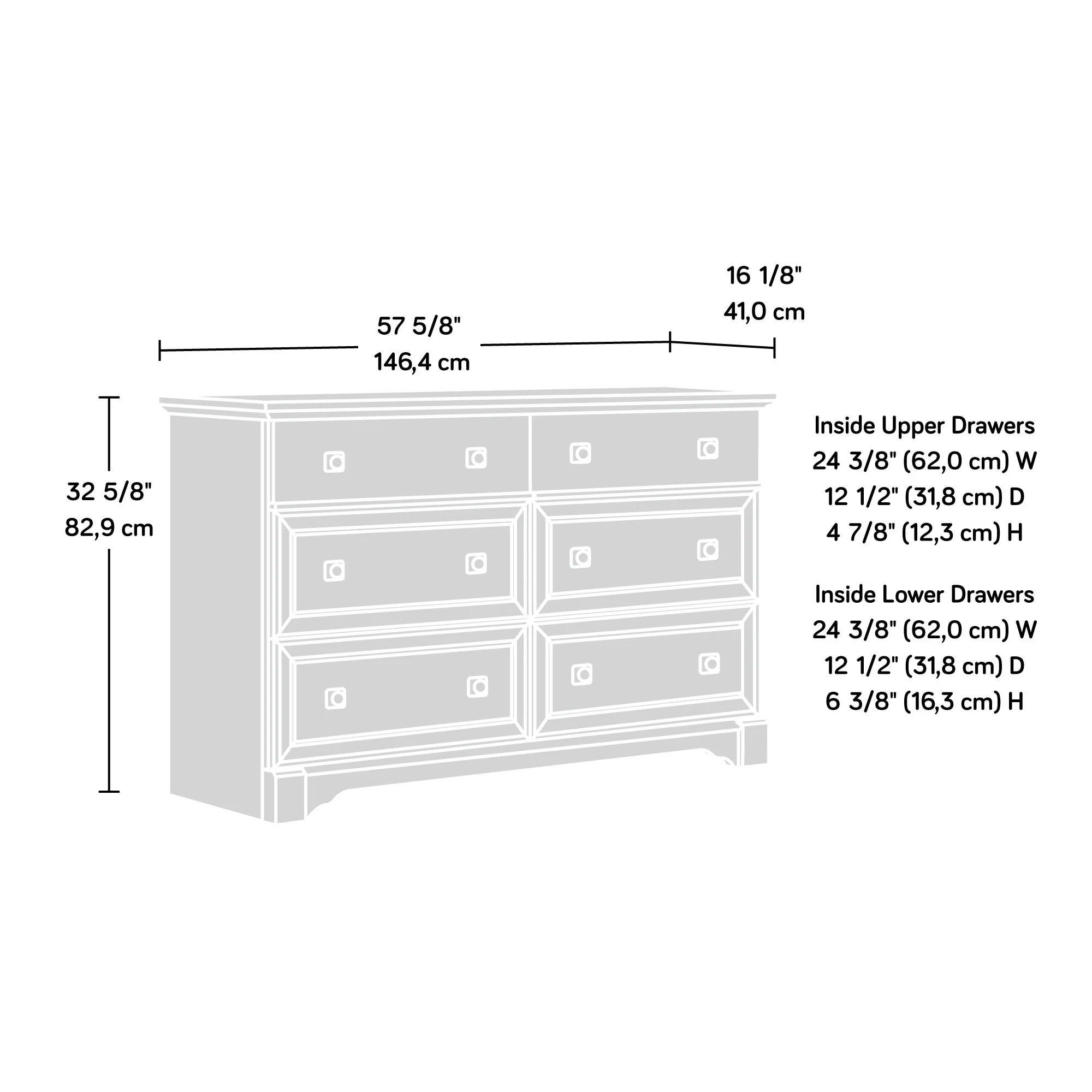 Sauder Palladia 6-Drawer Bedroom Dresser, Vintage Oak Finish - Image 10