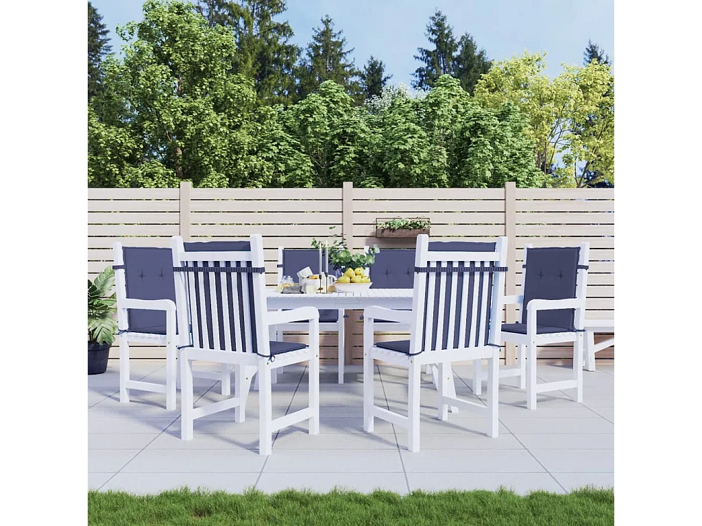 Coussins de chaise à dossier bas lot de 6 bleu marine tissu
