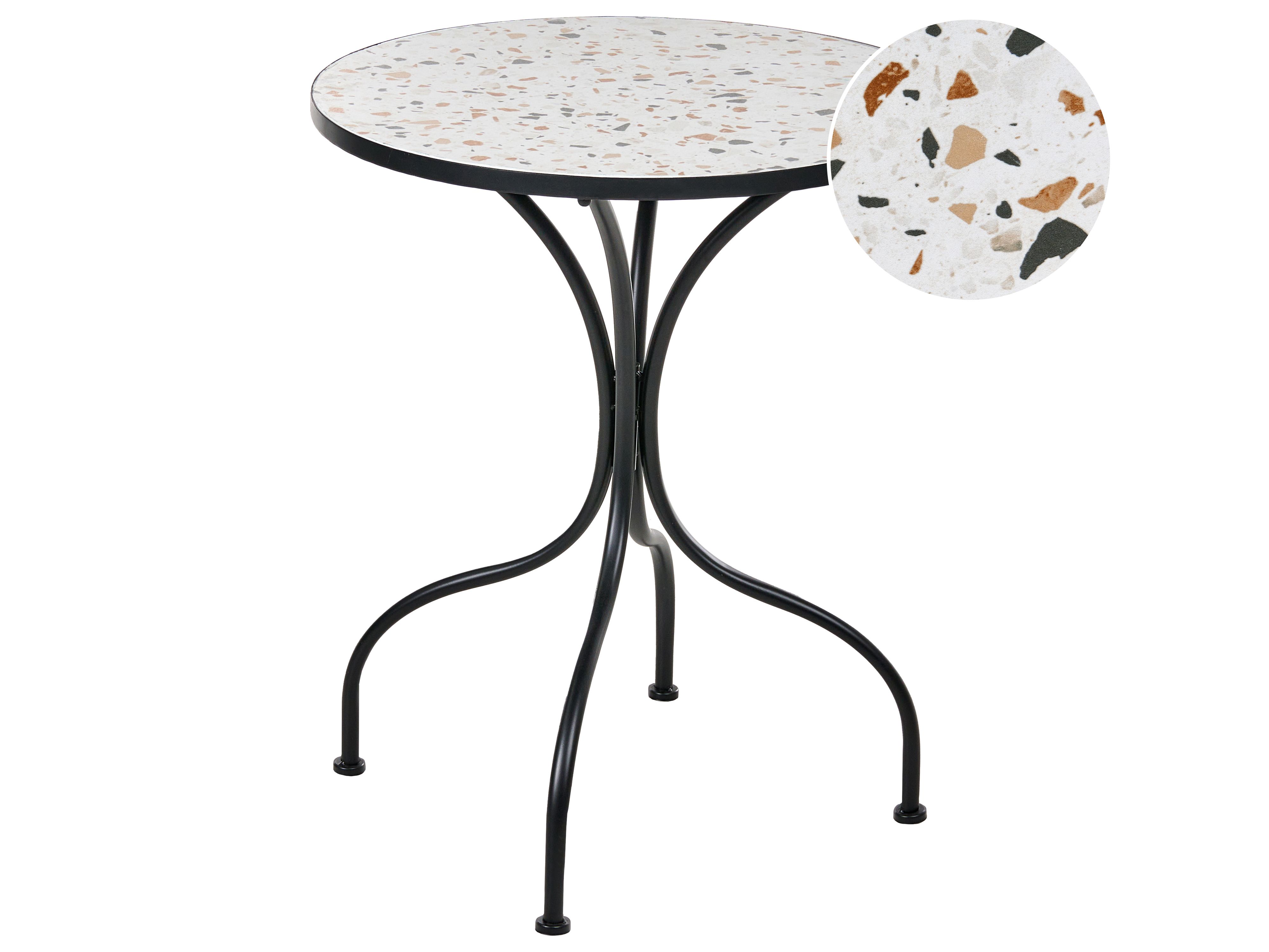 Bistro Table ARTENA 60 cm 60 cm Terrazzo Effect Metal Black