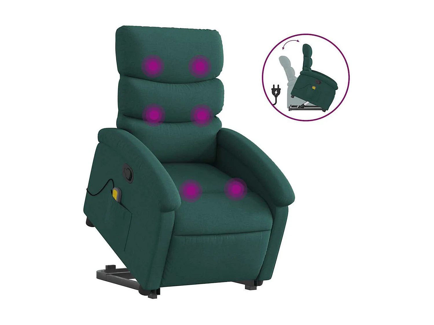 Fauteuil inclinable-Chaise-Fauteuil de Massage Vert foncé Tissu SHL1997