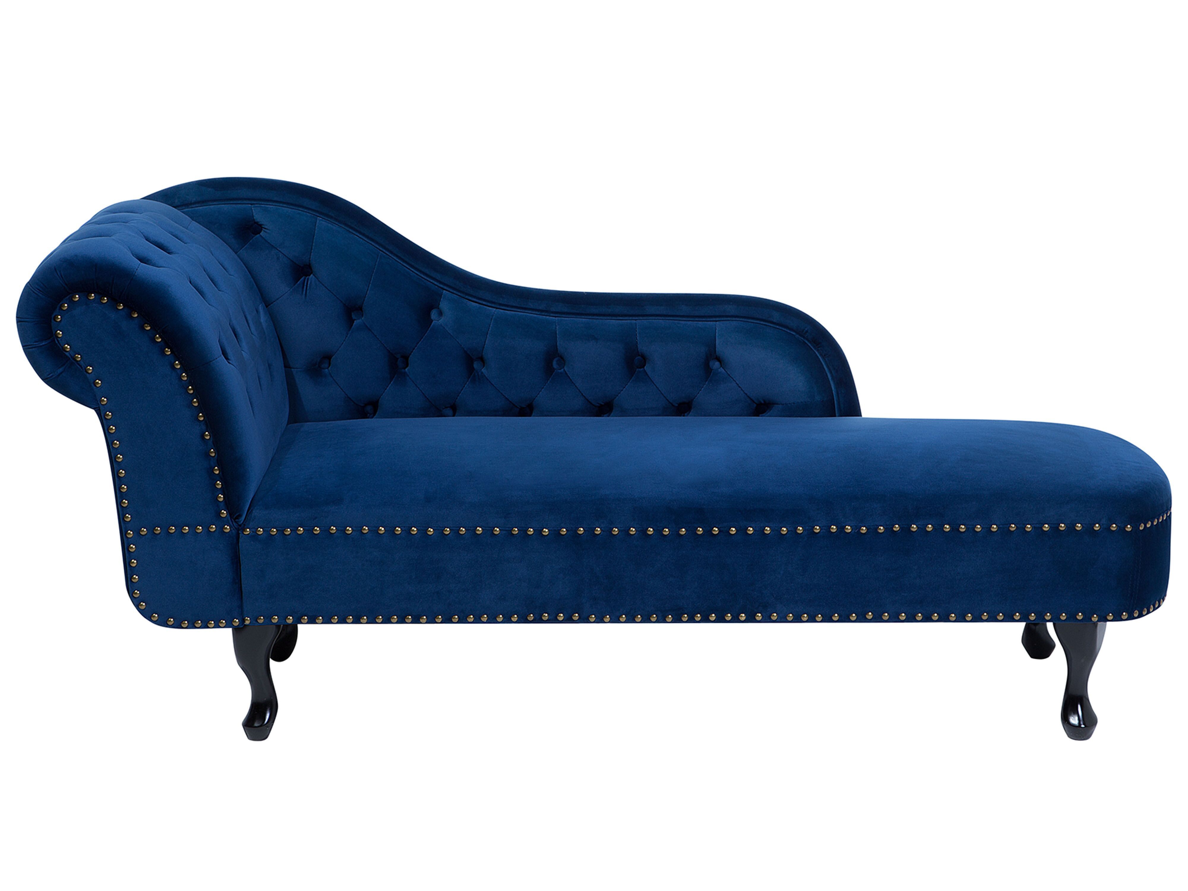 Left-Hand Chaise Lounge NIMES Velvet Navy Blue