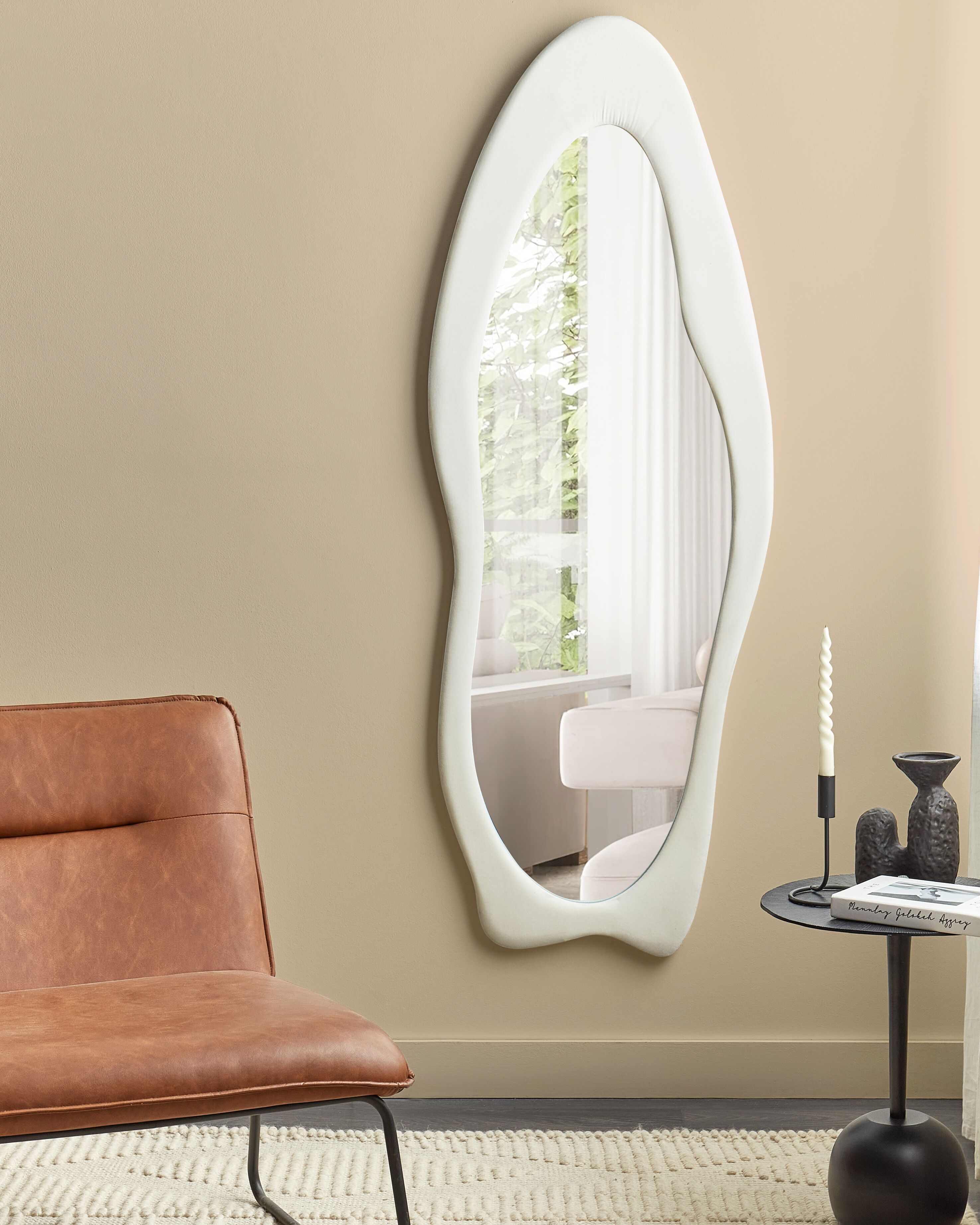 Wall Mirror REIGNY 57 cm 160 cm Velvet White
