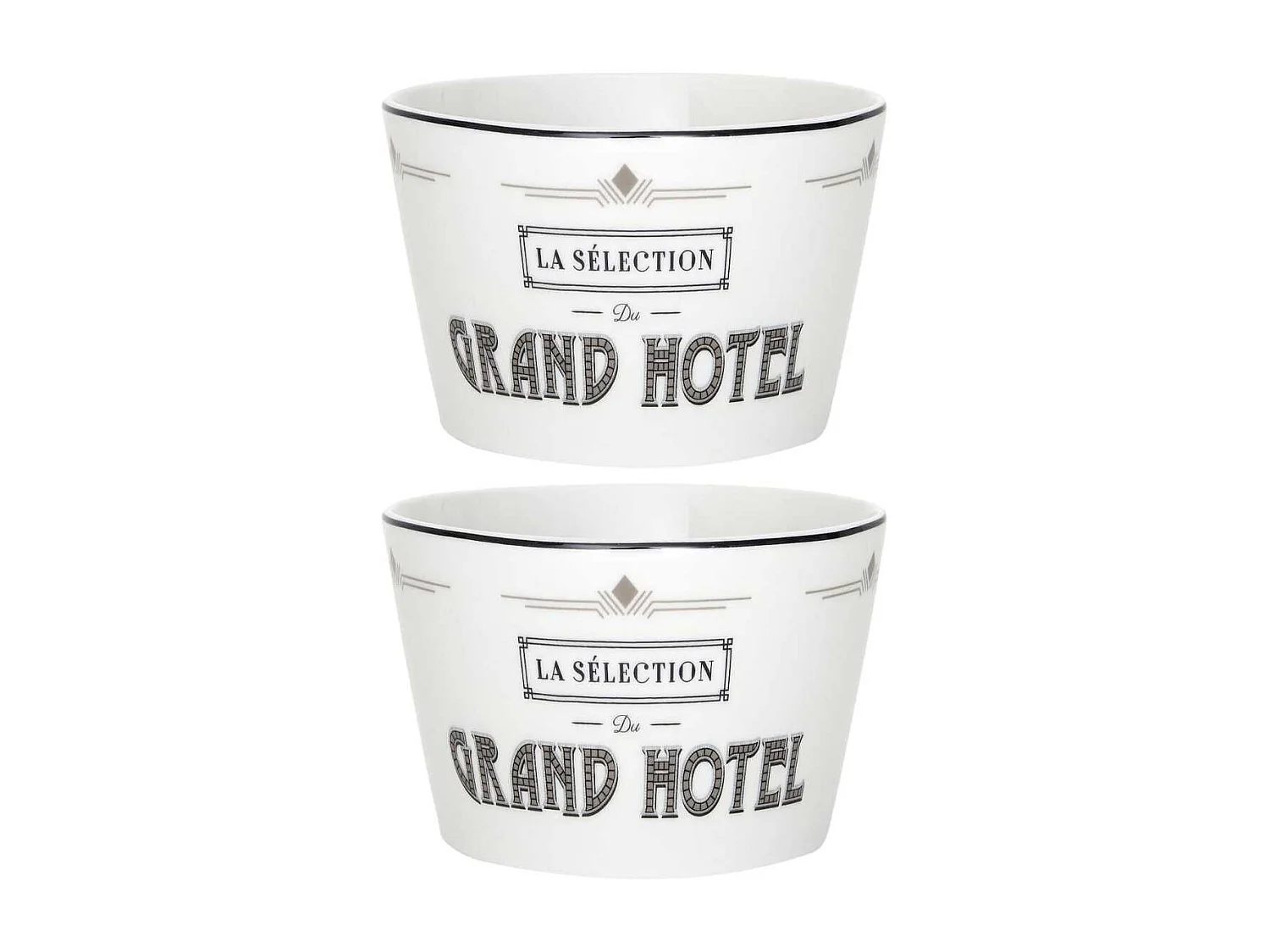 Set de 2 bols en céramique blanc et noir avec message 