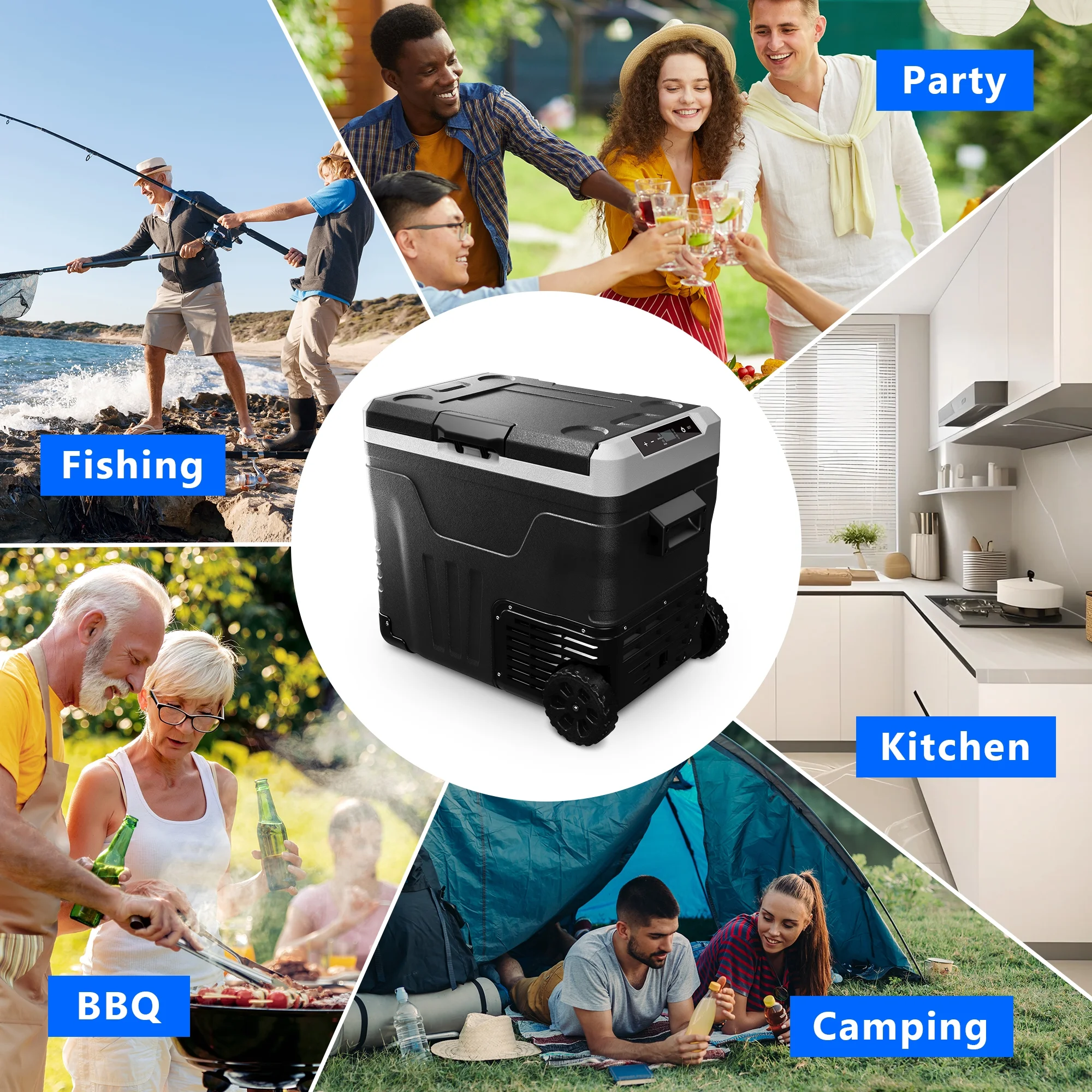 Simzlife 12V Car Refrigerator, 37QT Electric Cooler DC/AC, -4�H~68�H, RV Freezer Fridge Cooler with Wheels & 2 Baskets - Image 13