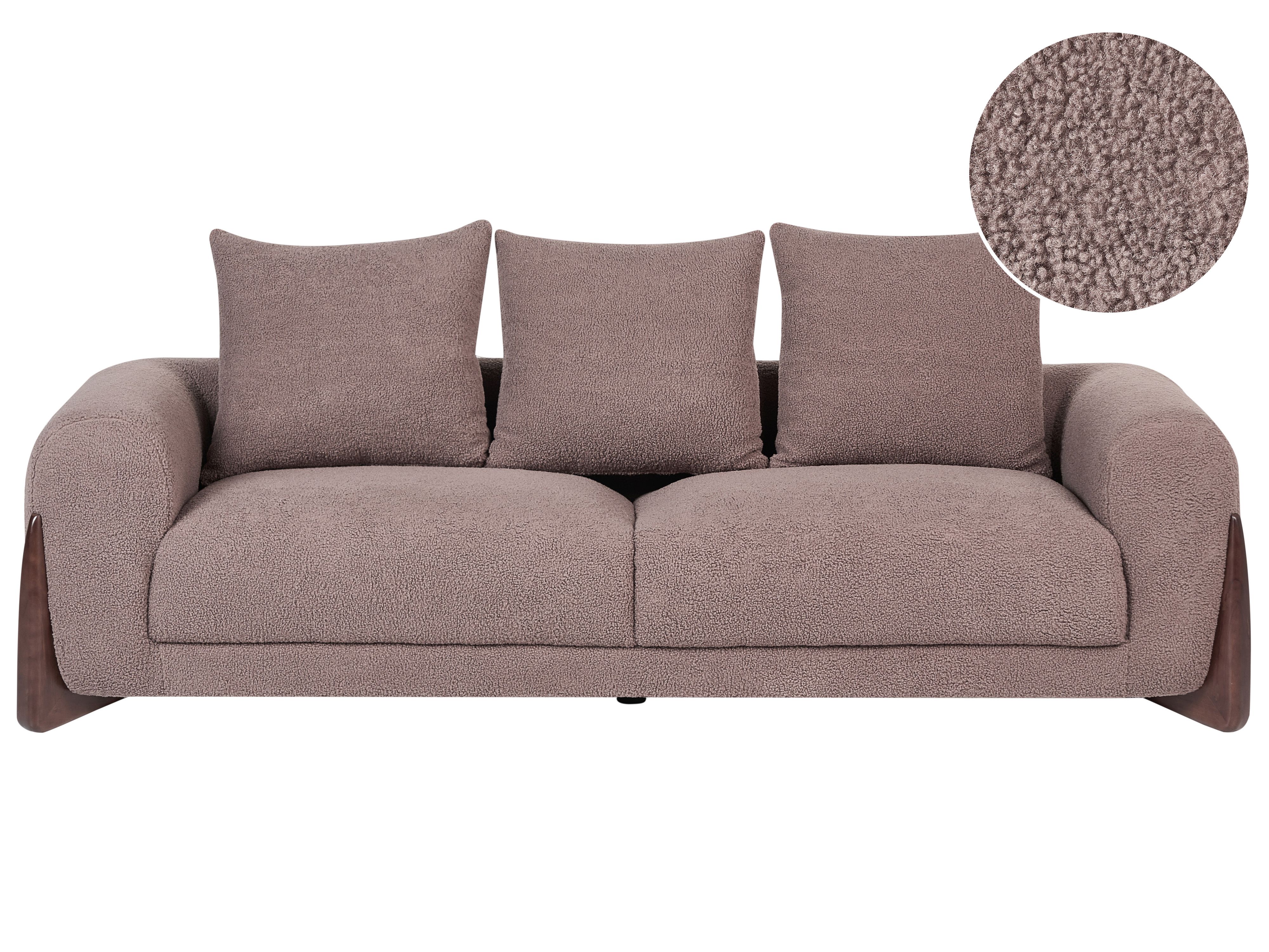 Sofa 3 Seater VINLIDEN Boucle Brown