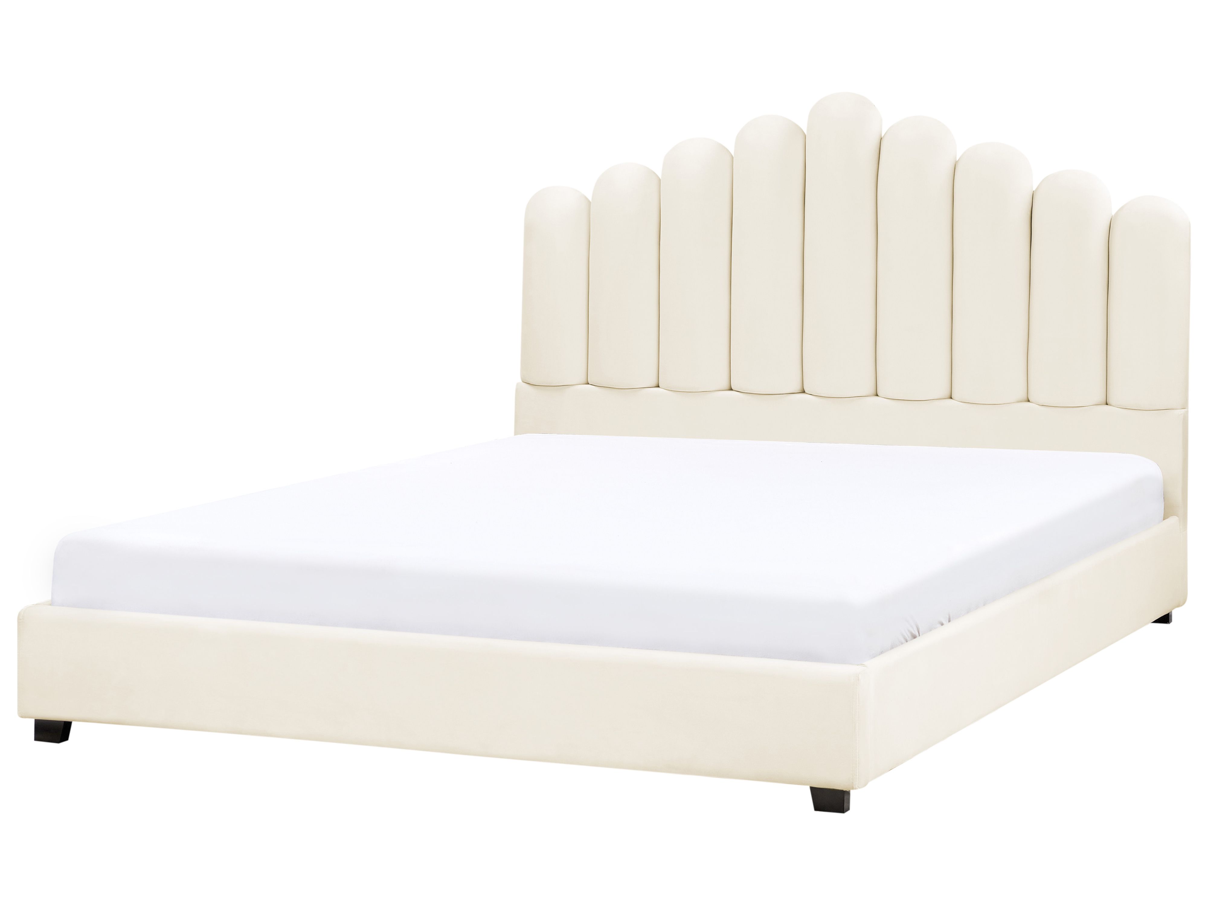 Bed Velvet VINCENNES 180 x 200 cm (EU Super King) Off-White