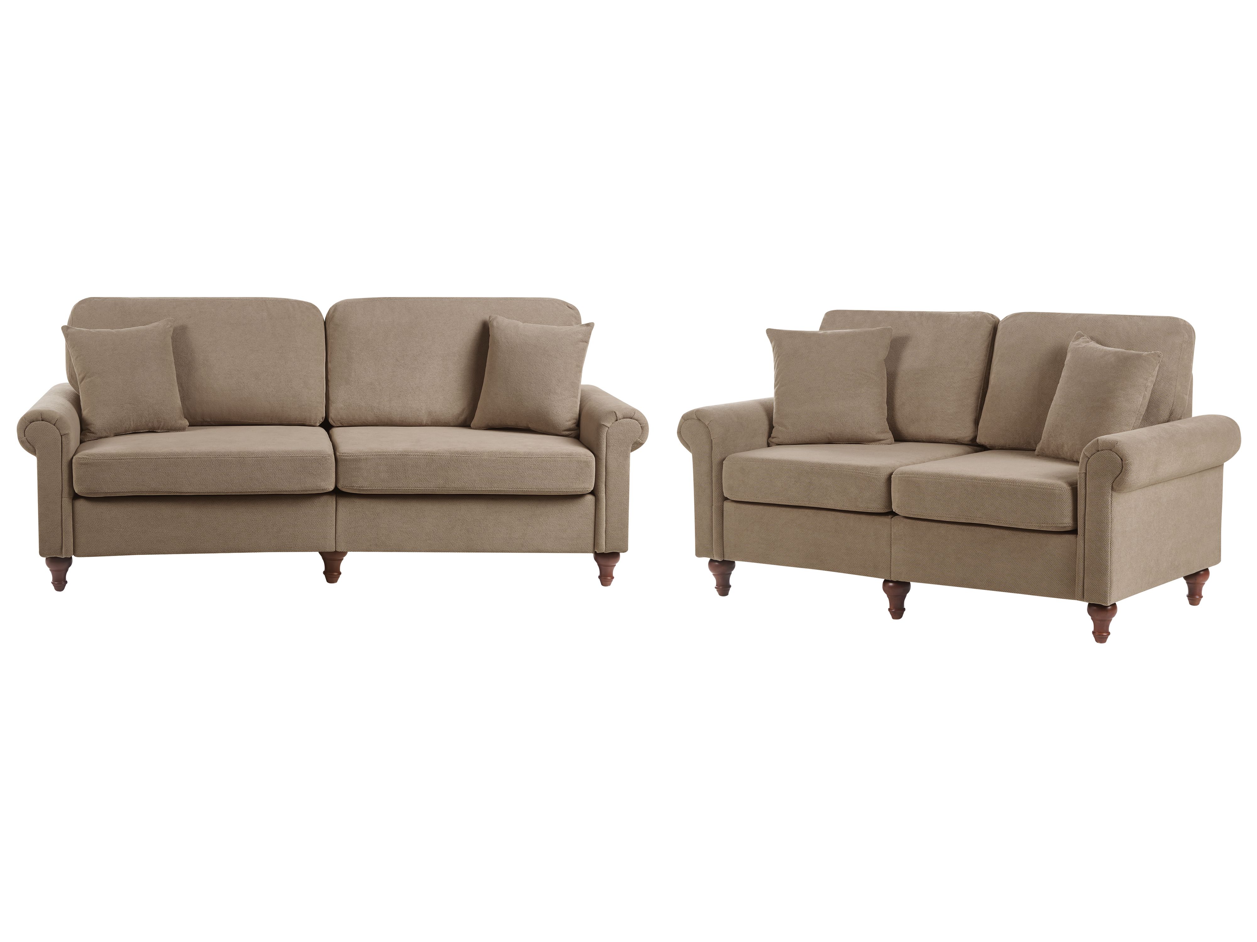 Living Room Set 5 Seater GINNERUP Fabric Brown