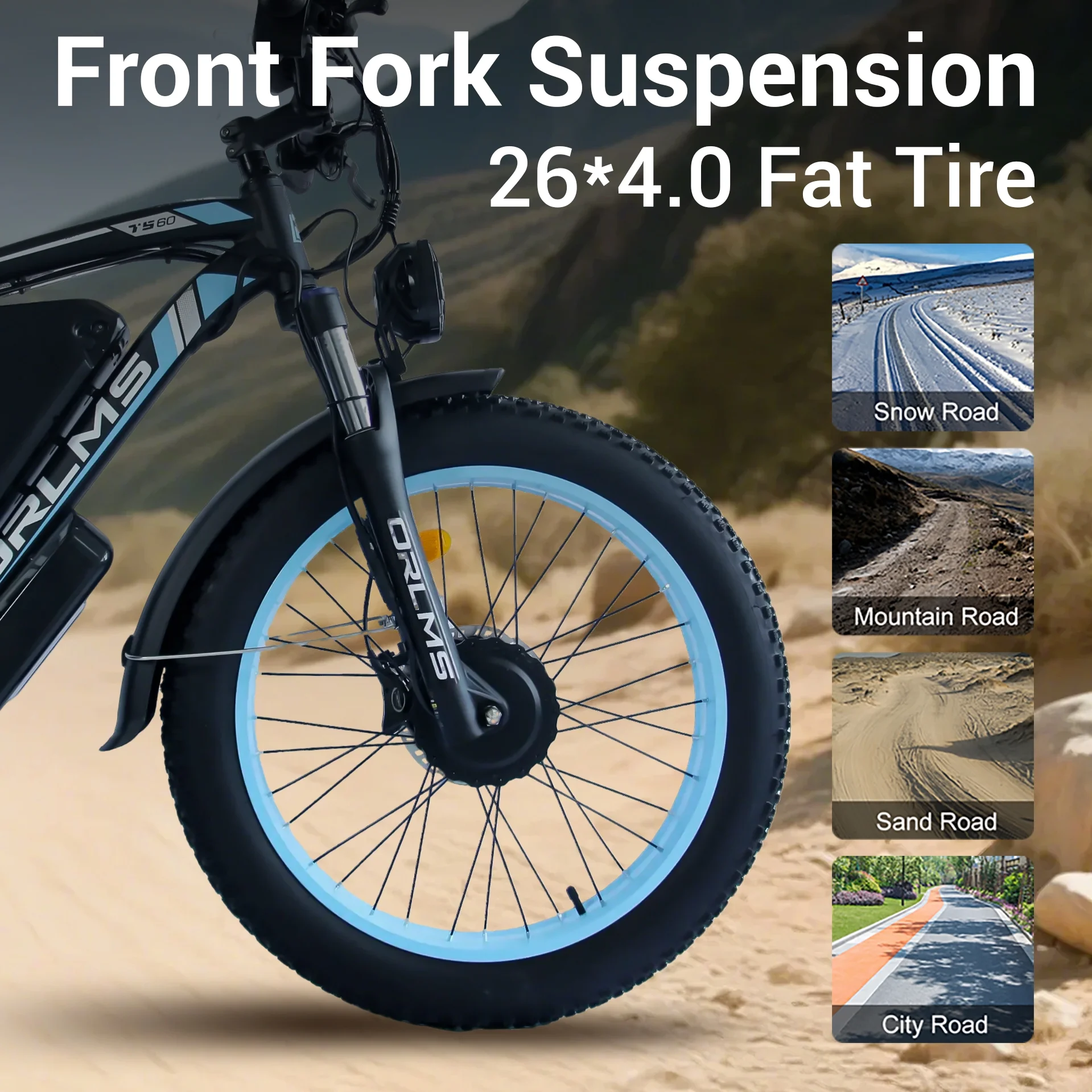 5000w Peak Dual Motor Electric Bike, 26" Fat Tire Shimano 21 Speed 45 MPH Commuter Mtb, 60V 25AH Front Suspension Ebike - Image 9