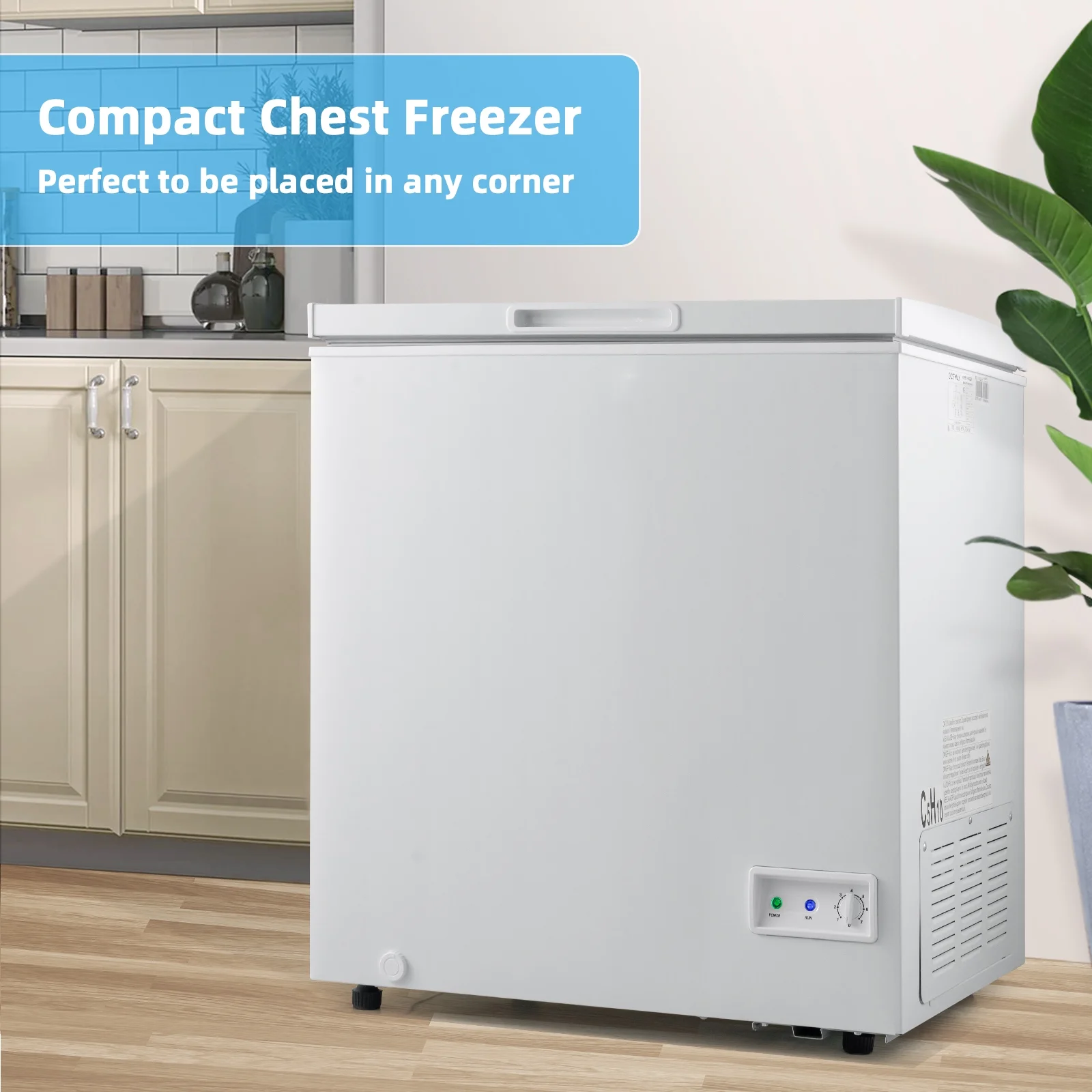 Giantex 5 Cu Ft Chest Freezer, Freestanding & Flip Top Chest Freezer w/ 7 Temperature Settings, Removable Sliding Basket Included, Compact Deep Chest Freezer - Image 2
