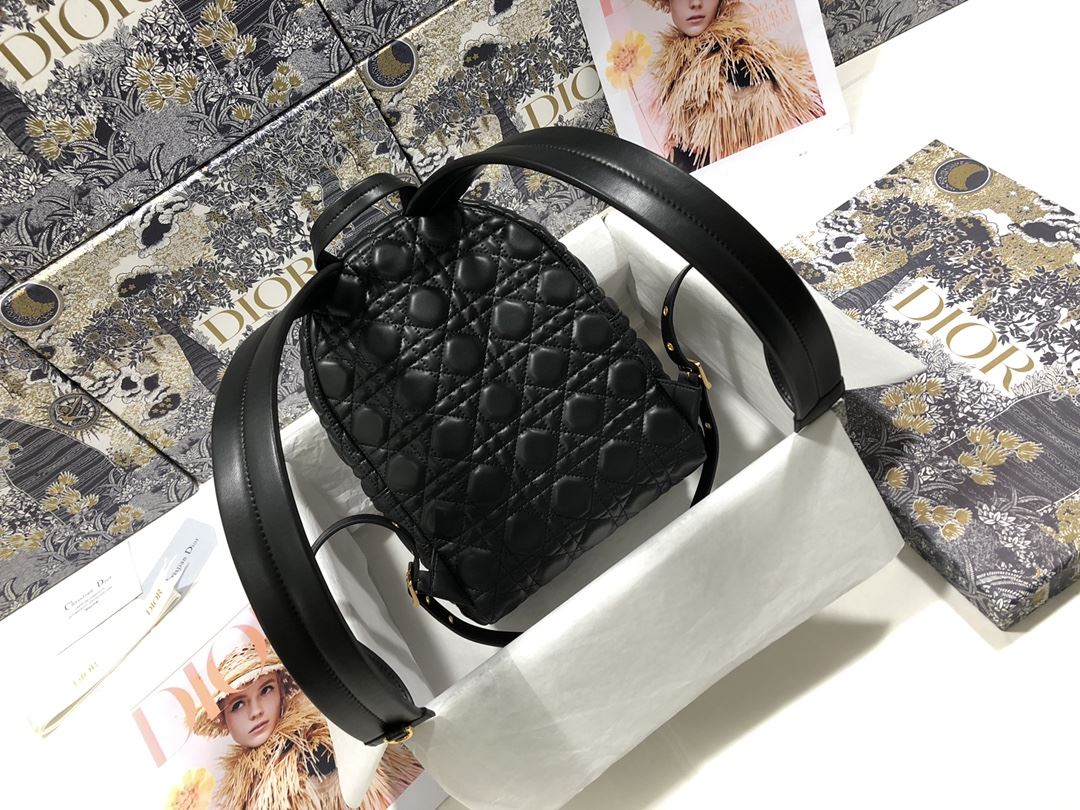 Mini Dior Backpack Cannage Black For Women‎ 12 in/ 31.5 cm CD1:1High-quality replica