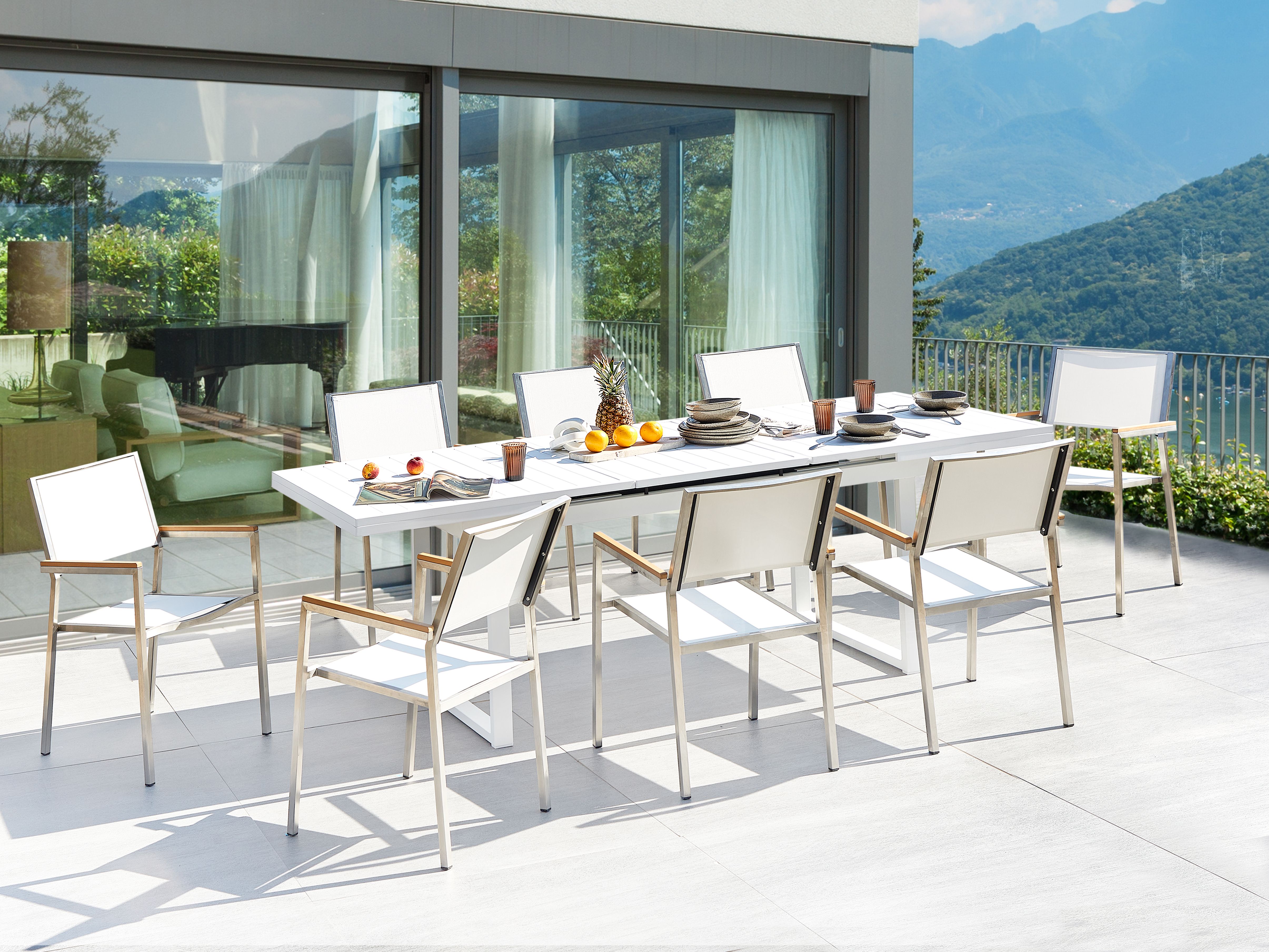 Garden Dining Set 8 Seater VALCANETTO/GROSSETO Metal White