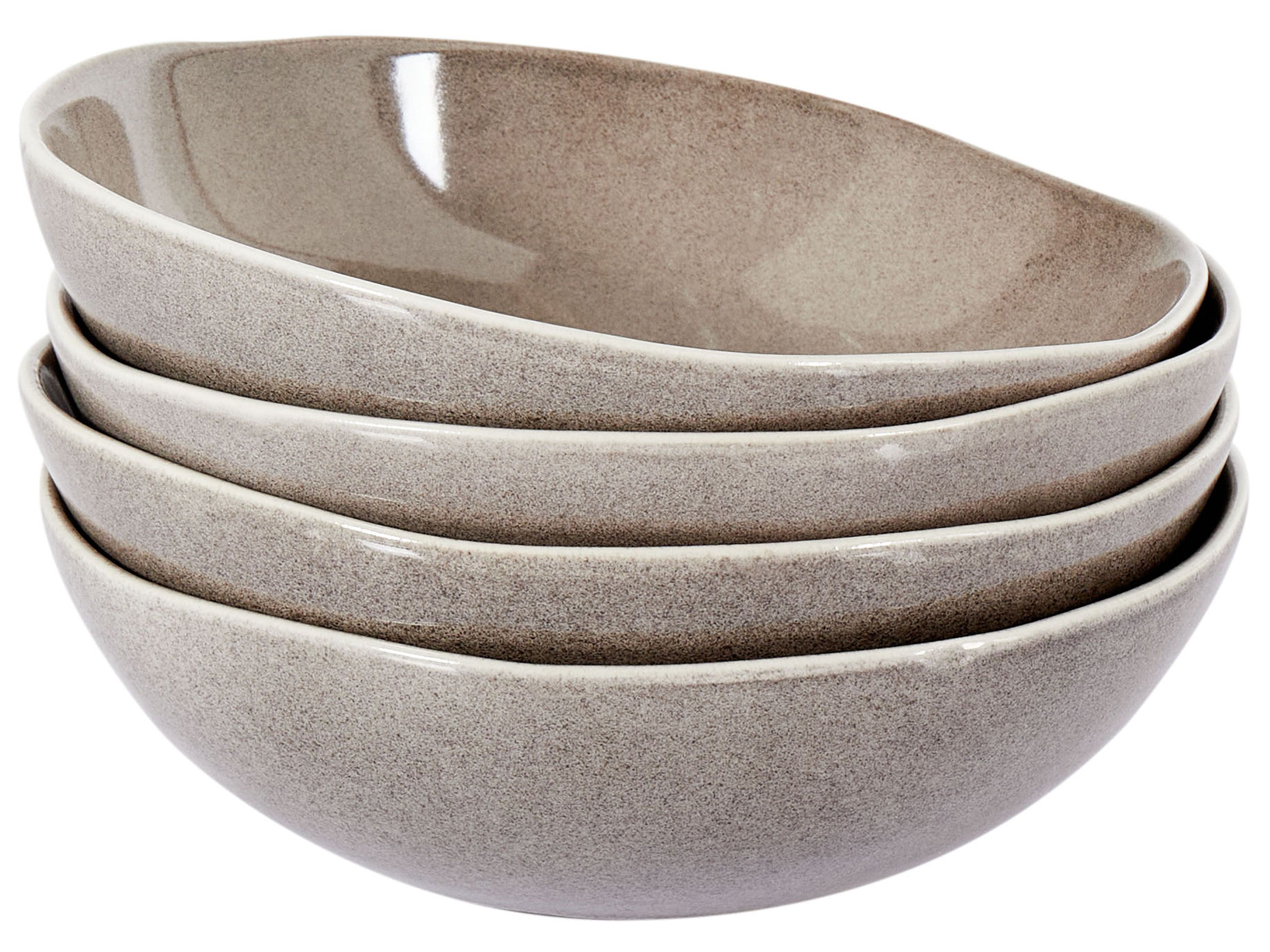 Set of 4 Deep Plates COSTMARY Stoneware Grey