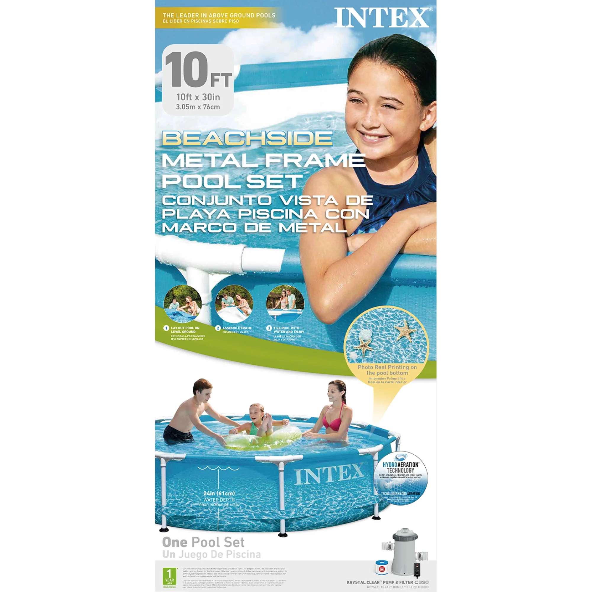 INTEX Round Metal Frame 10ft x 30in Above Ground Swimming Pool Set, Blue - Image 12