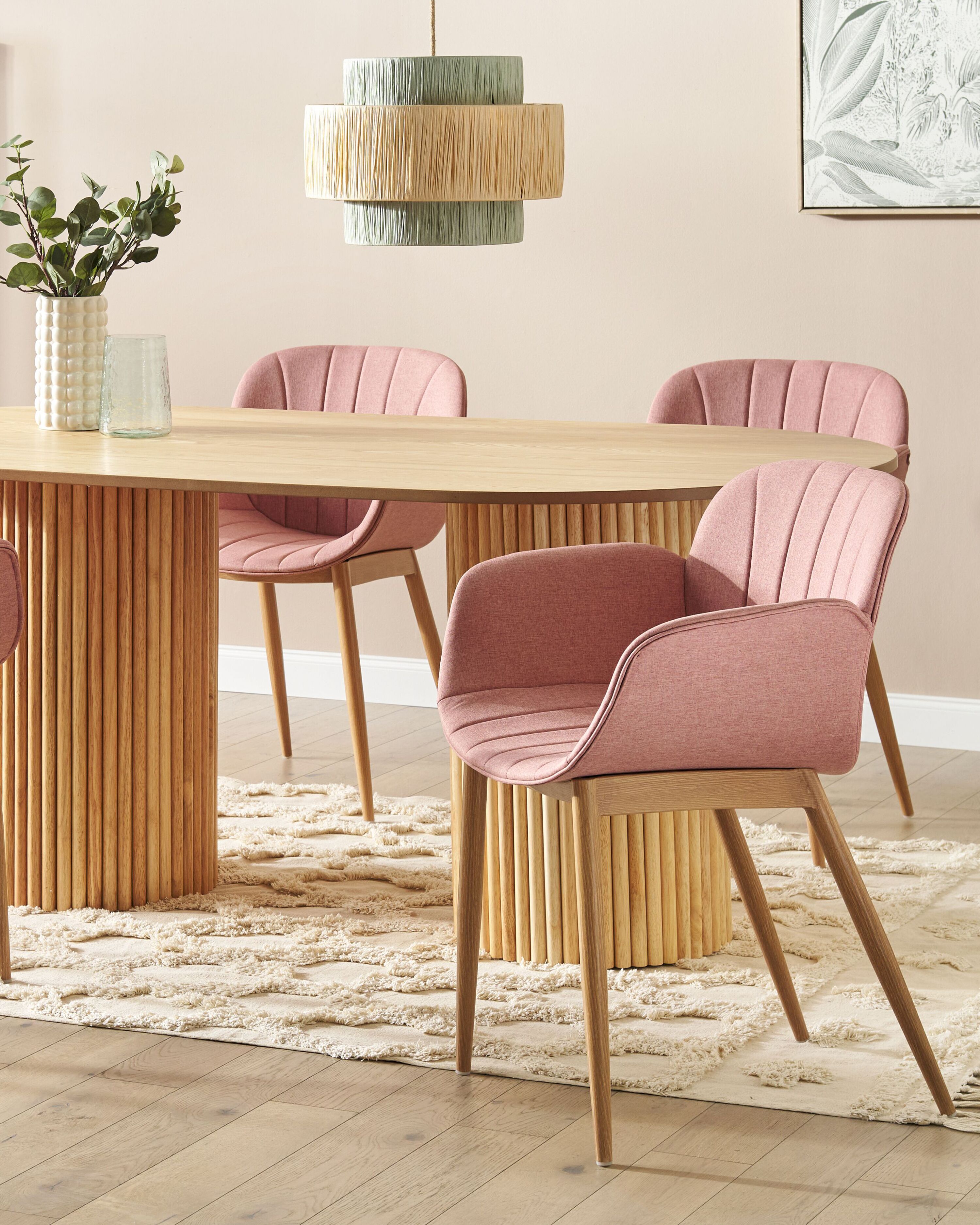 Set of 2 Dining Chairs ALICE Fabric Pink
