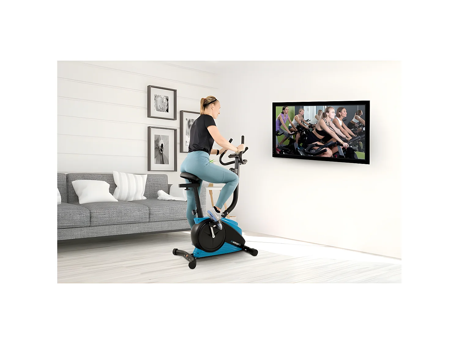 Vélo d'appartement CAMPO Roue d'inertie 3kg - 8 niveaux de résistance, Capteurs Pouls, Ecran d'entraînement, Réglable