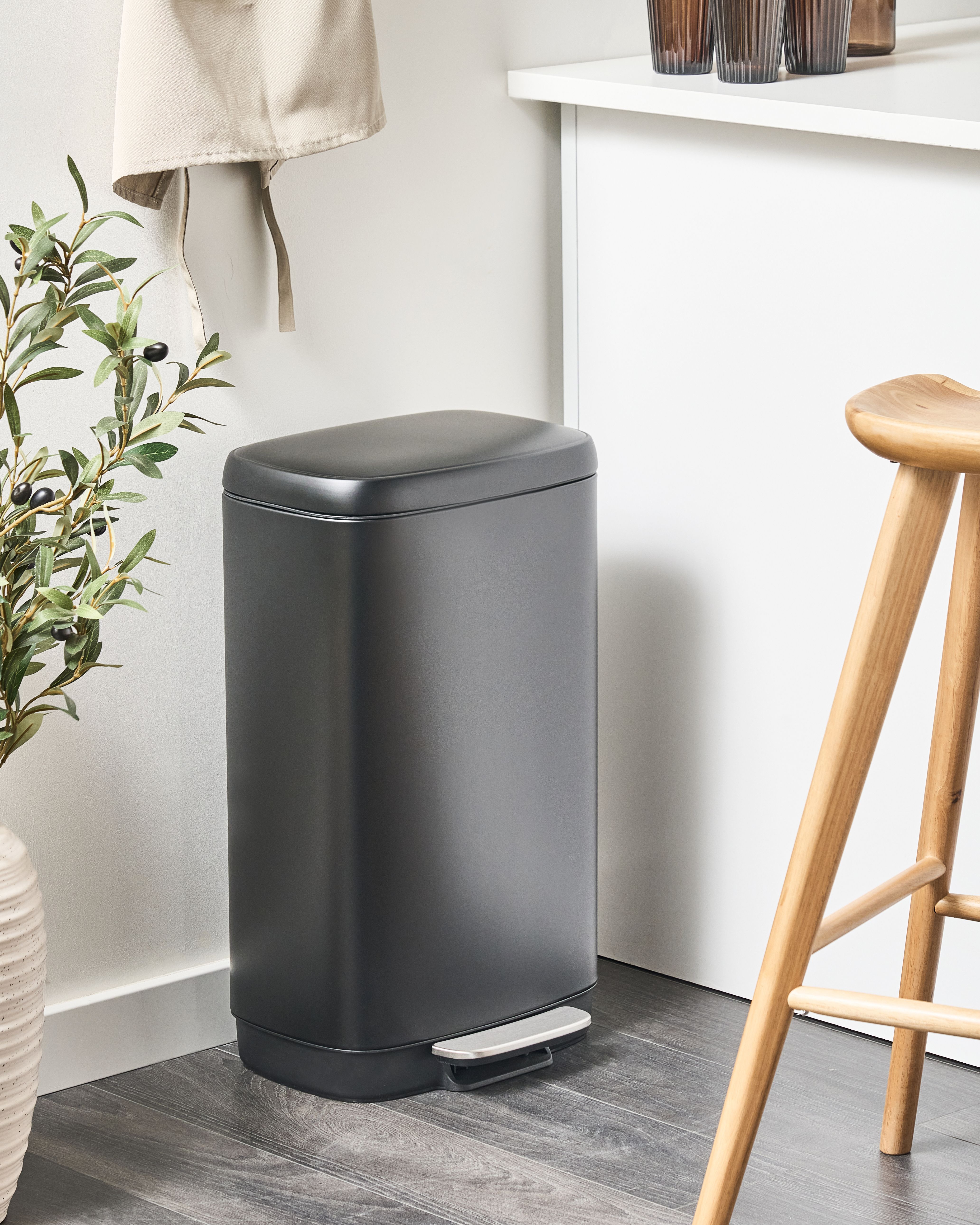 Pedal Waste Bin 30 L ECOCOLLECT Metal Black
