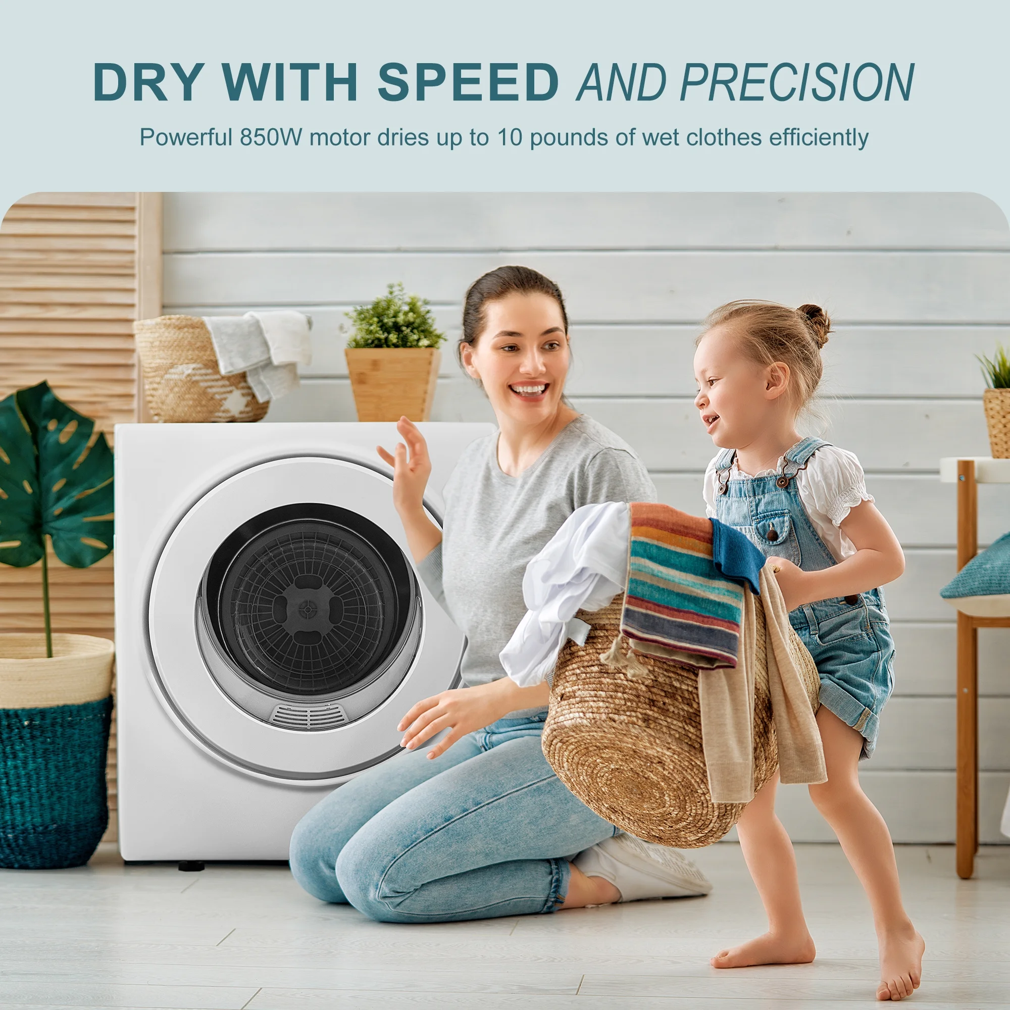 Simzlife 1.6 Cu. ft. Portable Clothes Dryer, Electric Compact Dryer Machine, 19.5 in W, 23.6 in H - Image 6