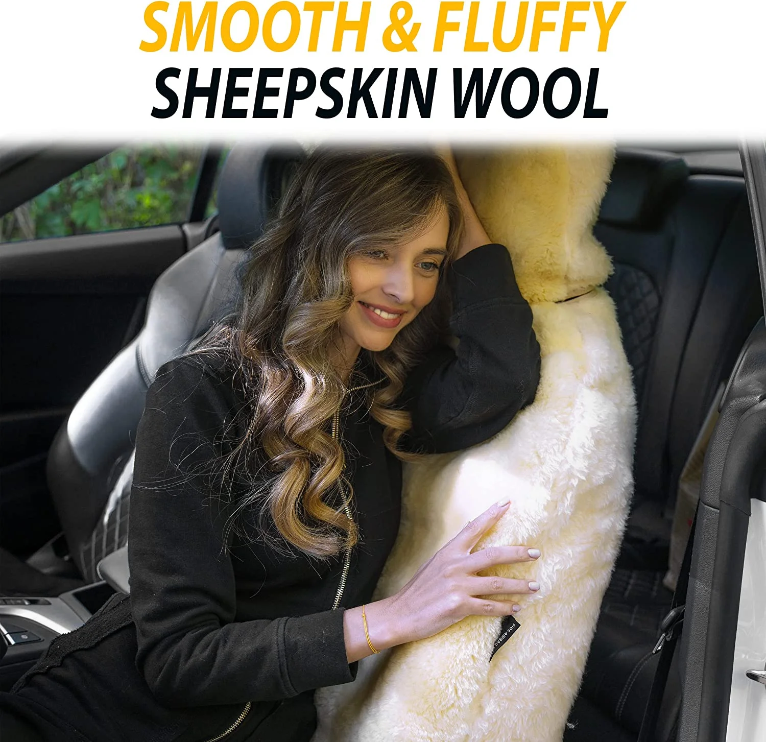 Zone Tech Genuine Sheepskin Ivory Car Seat Cover, Fluffy Luxury Wool Front Seat Covers, Universal Fits Car, Truck, SUV, & Van - Image 11