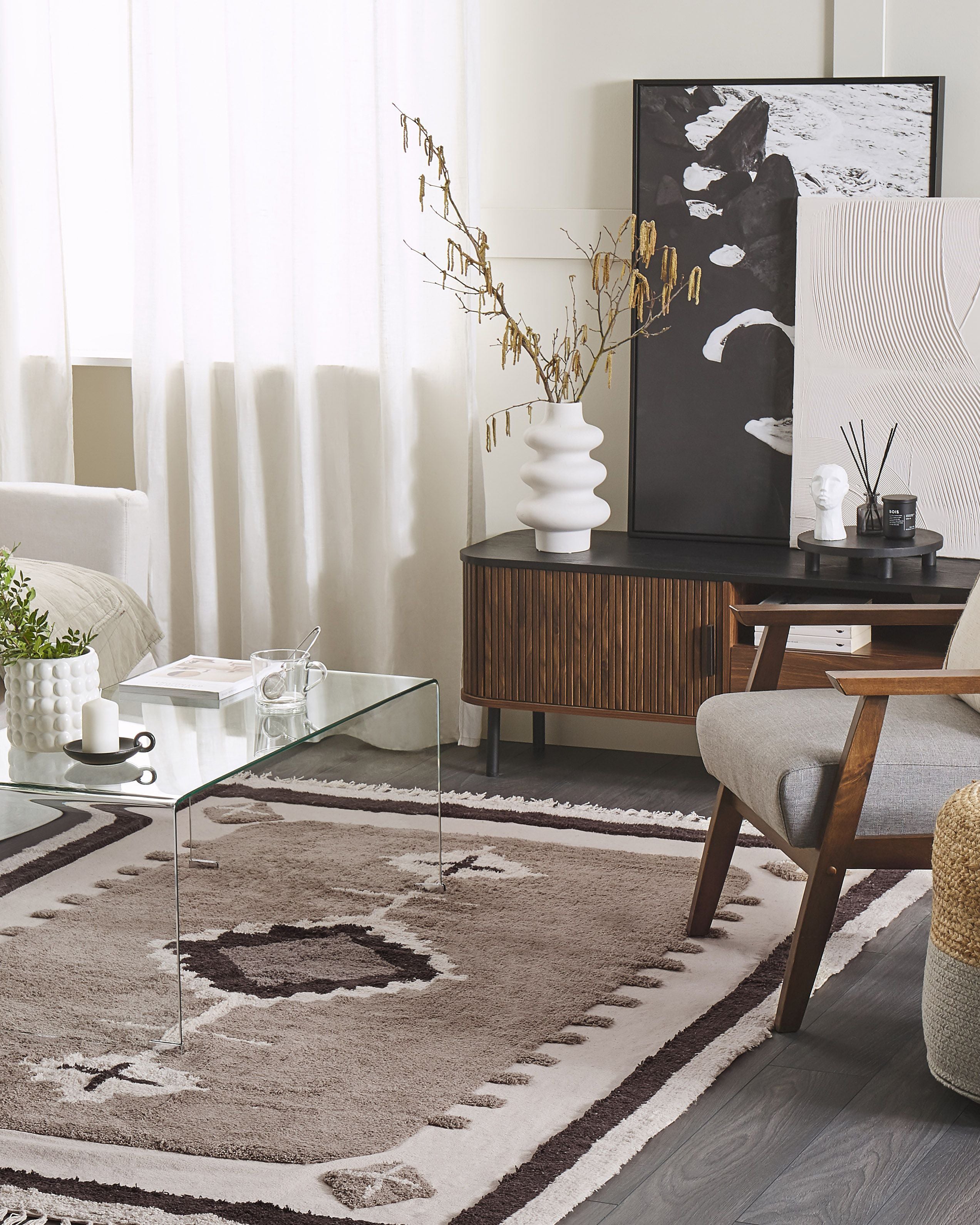 Rug GEYVE Beige 160 x 230 cm Cotton
