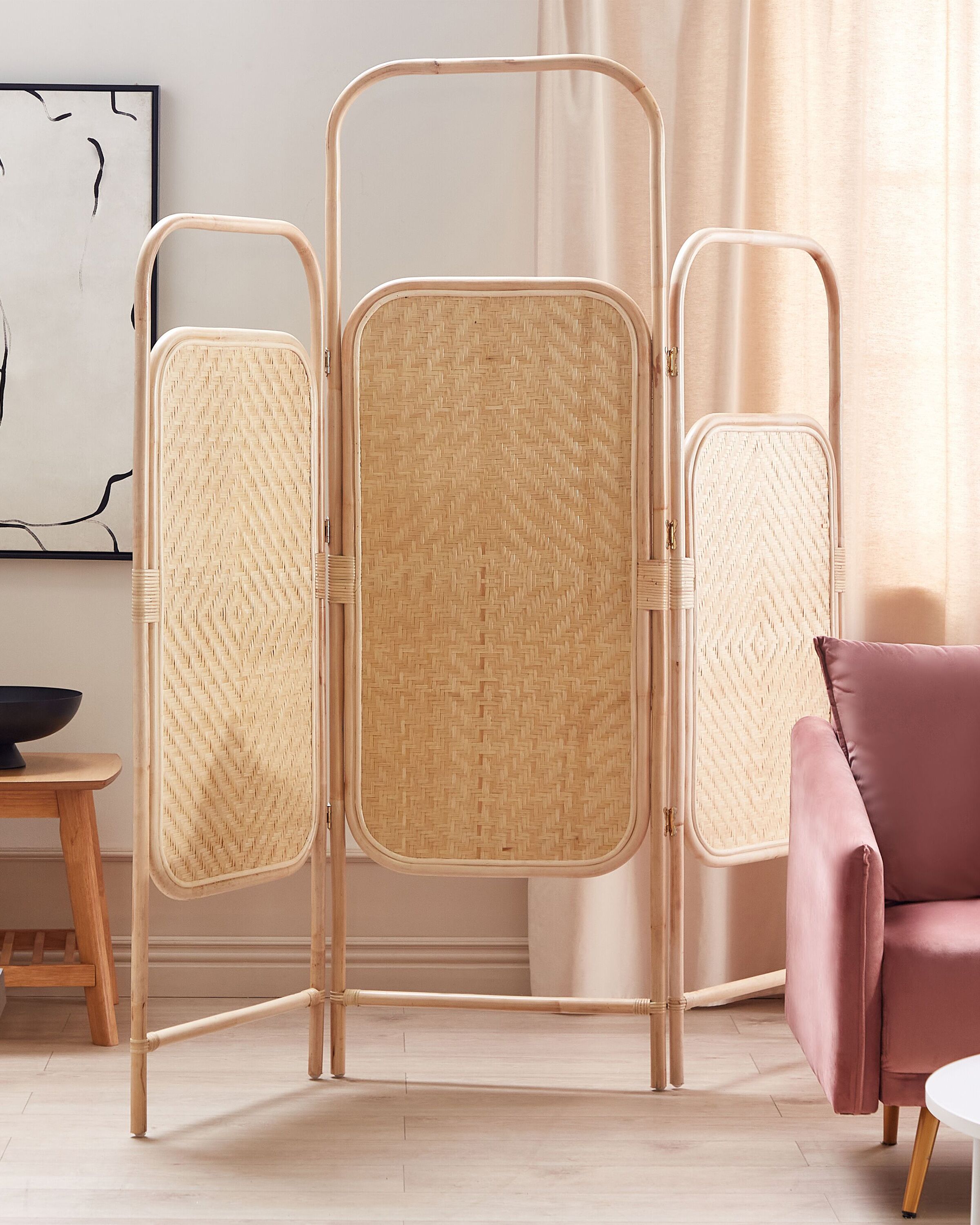 3 Panel Room Divider CARPI Natural 166 cm 180 cm