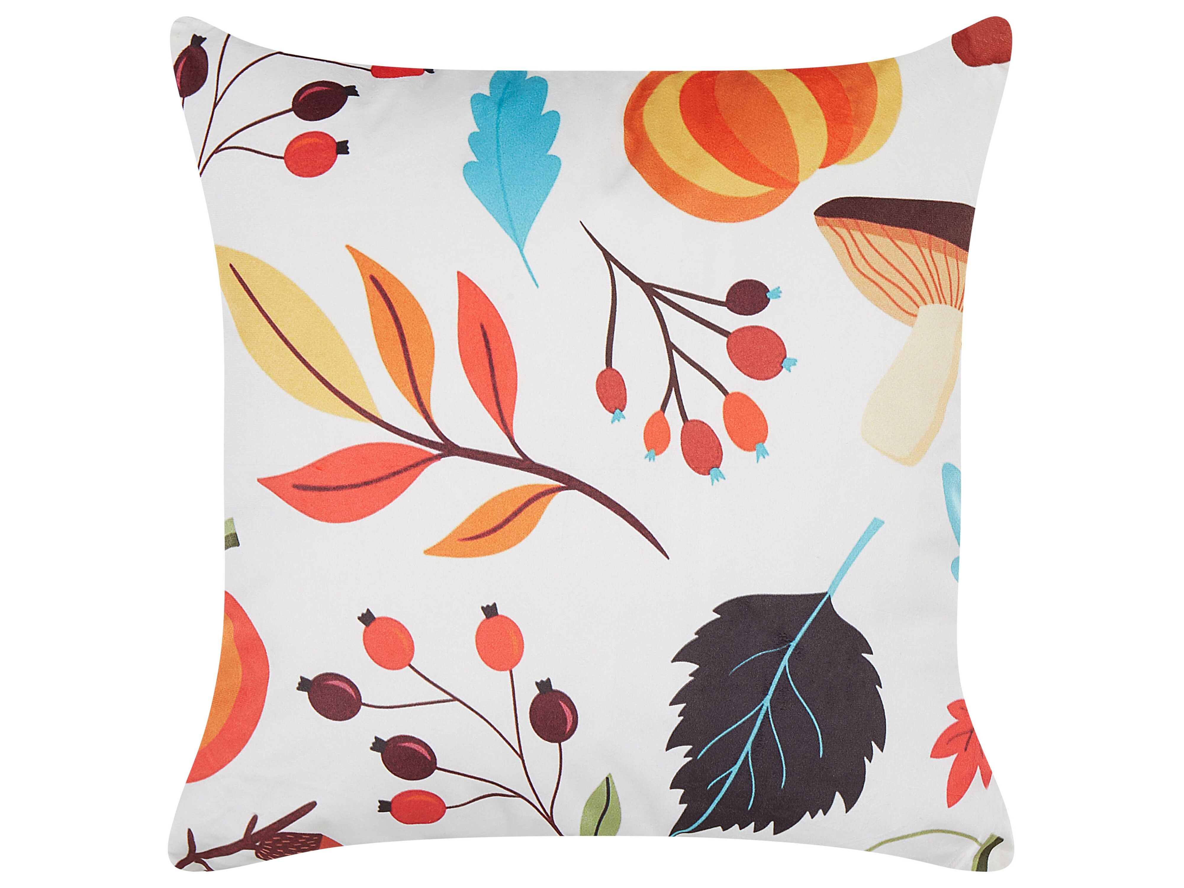 Throw Cushion VISCARIA Velvet 45 x 45 cm Multicolour Plant Pattern