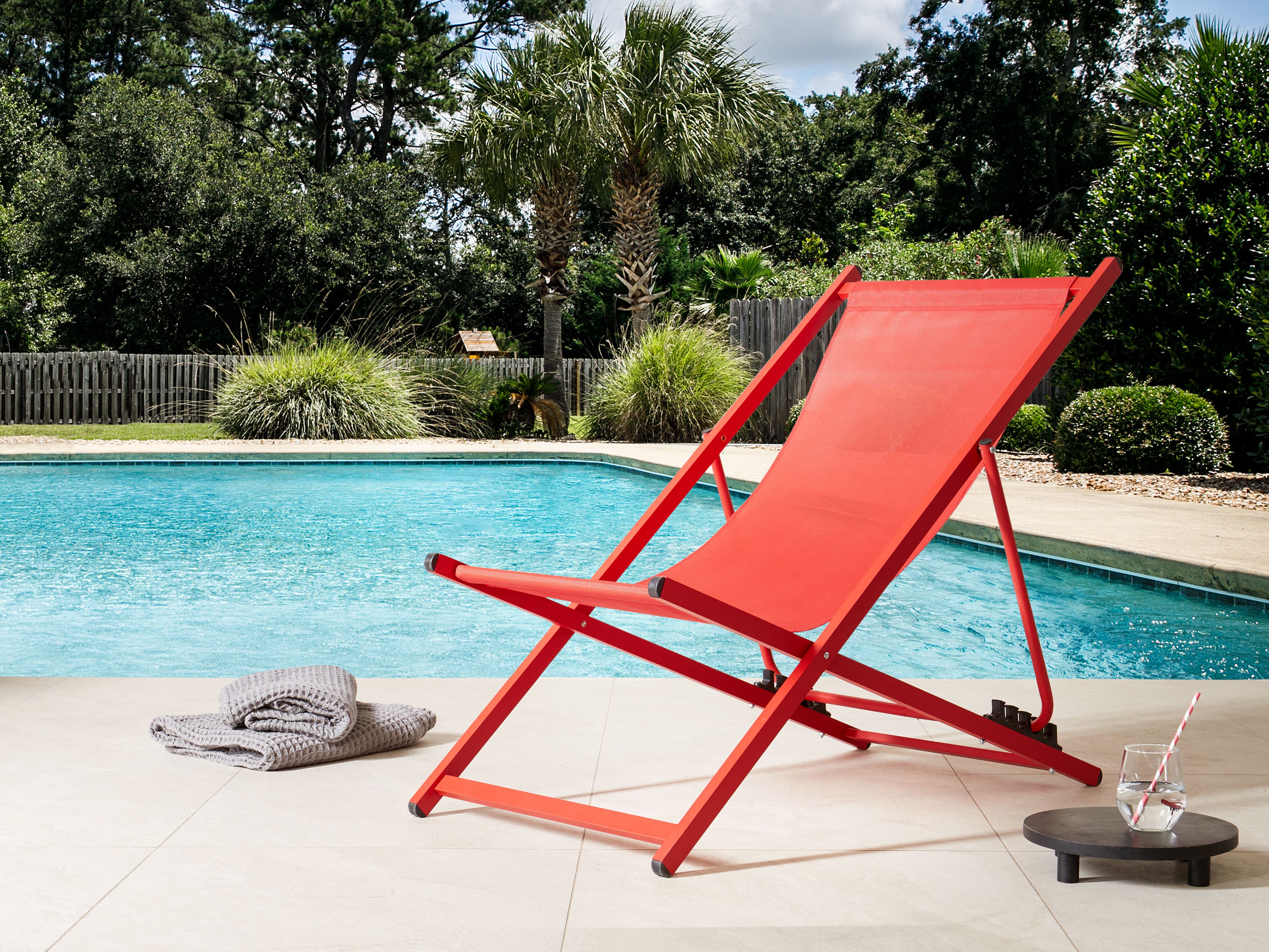 Folding Deck Chair LOCRI II Metal Red