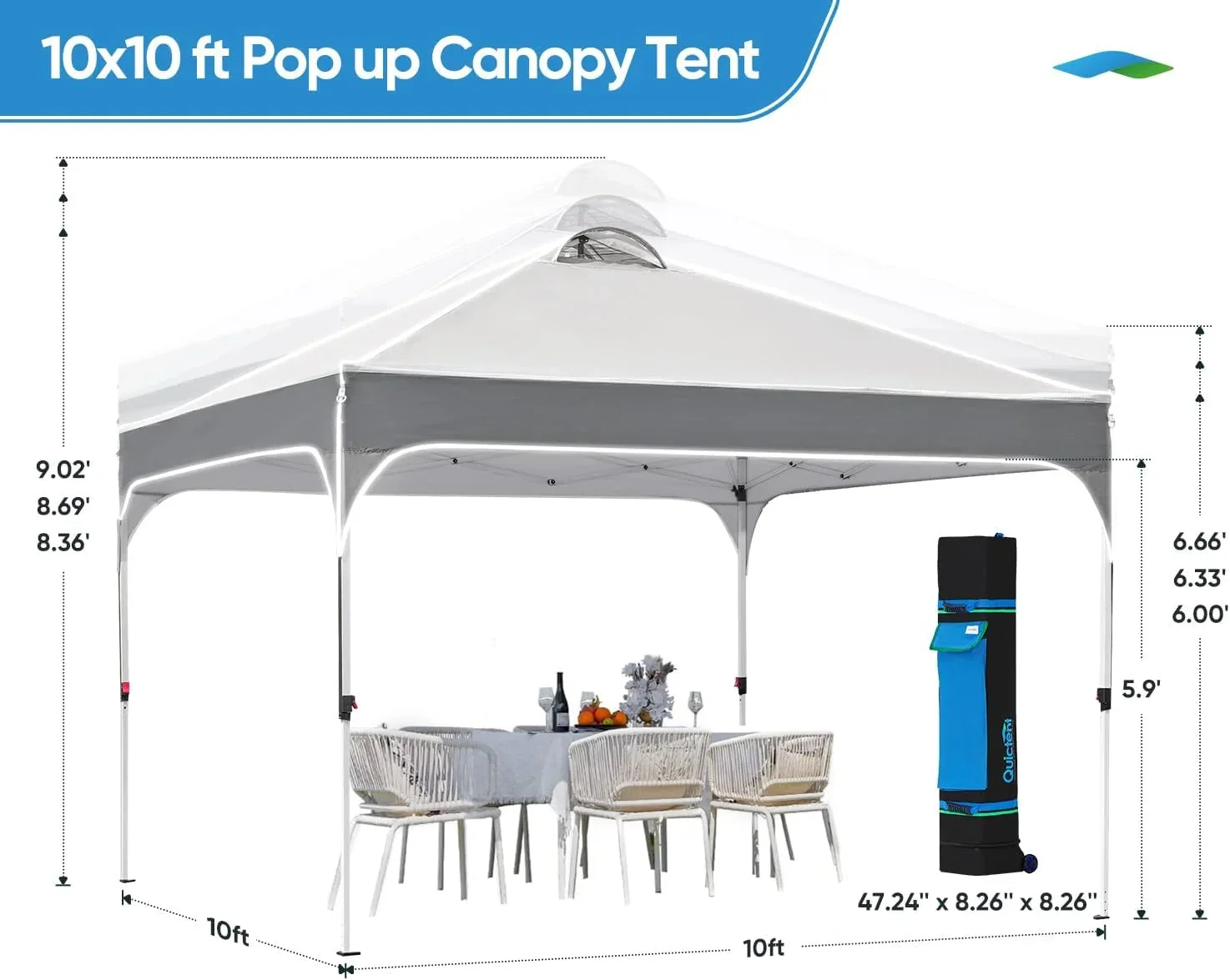 Quictent 10 x 10 ft Pop-Up Canopy Tent With Reflective Top, Fluorescent Rope And Vented Top - Image 24 Quictent 10 x 10 ft Pop-Up Canopy Tent With Reflective Top, Fluorescent Rope And Vented Top - Image 24