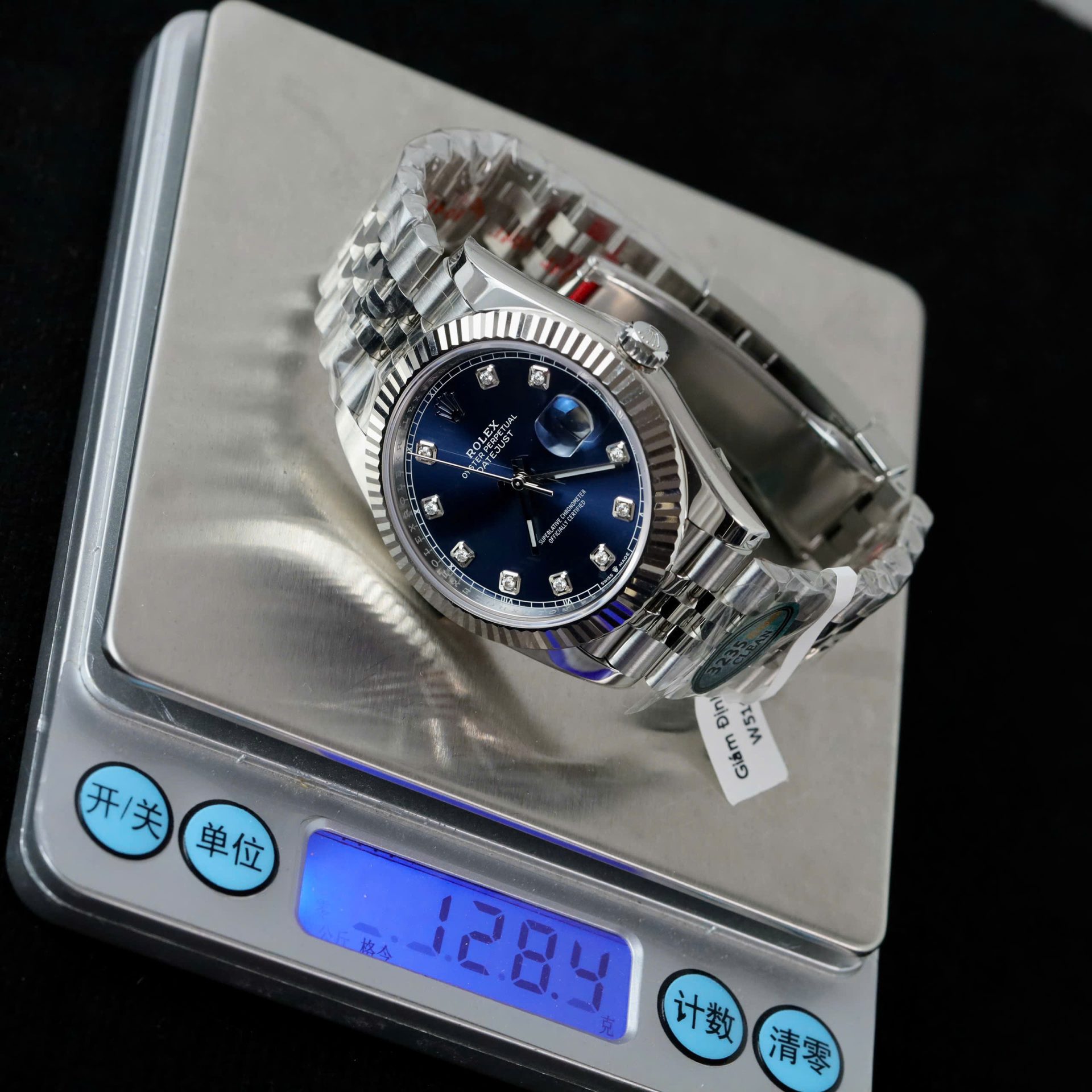 Rolex DateJust Knock Off Watches Blue Dial Moissanite Diamonds Clean Factory 41mm - Elite Watch Atelier