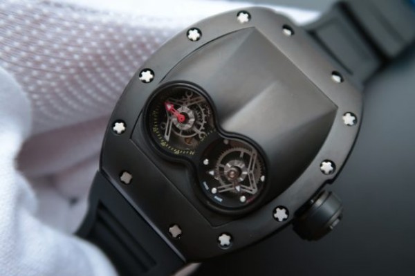 Replica Richard Mille RM053 PVD Fake Tourbillon Skeleton Dial Black Rubber Strap A2824 - Elite Watch Atelier
