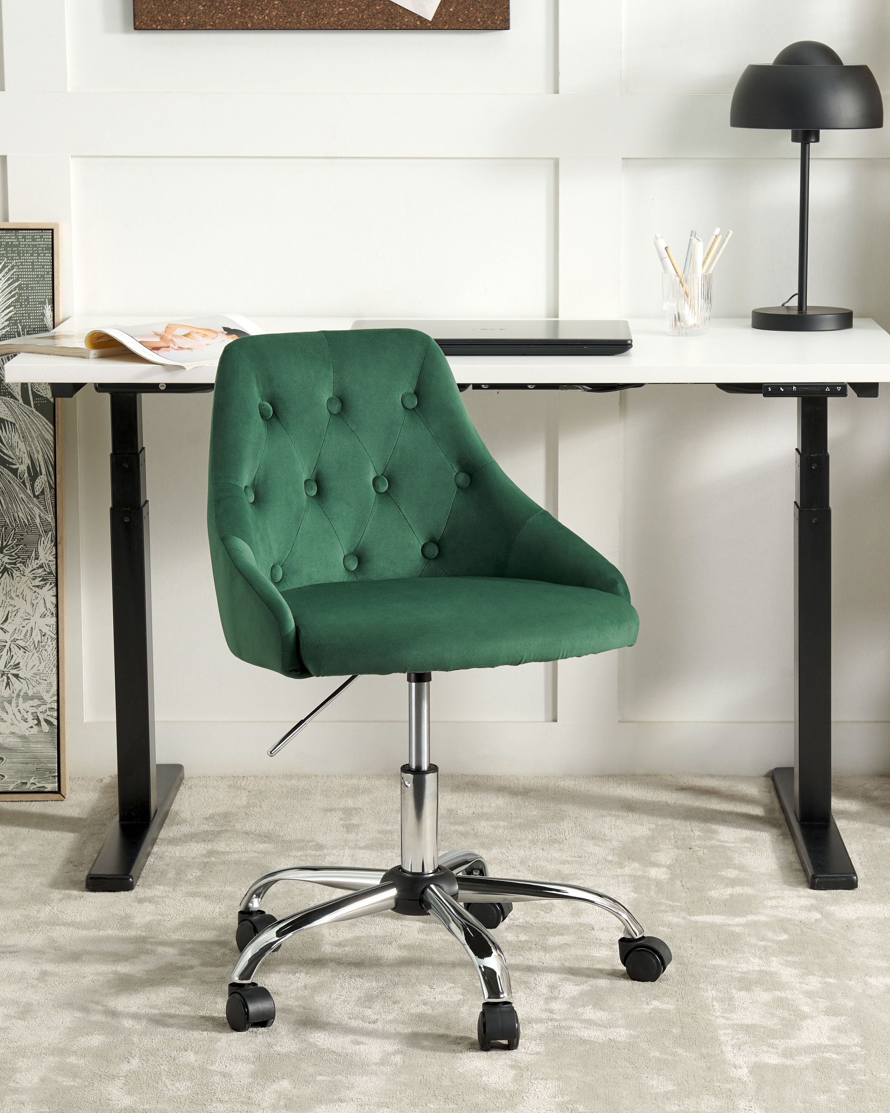 Desk Chair PARRISH Velvet Emerald Green